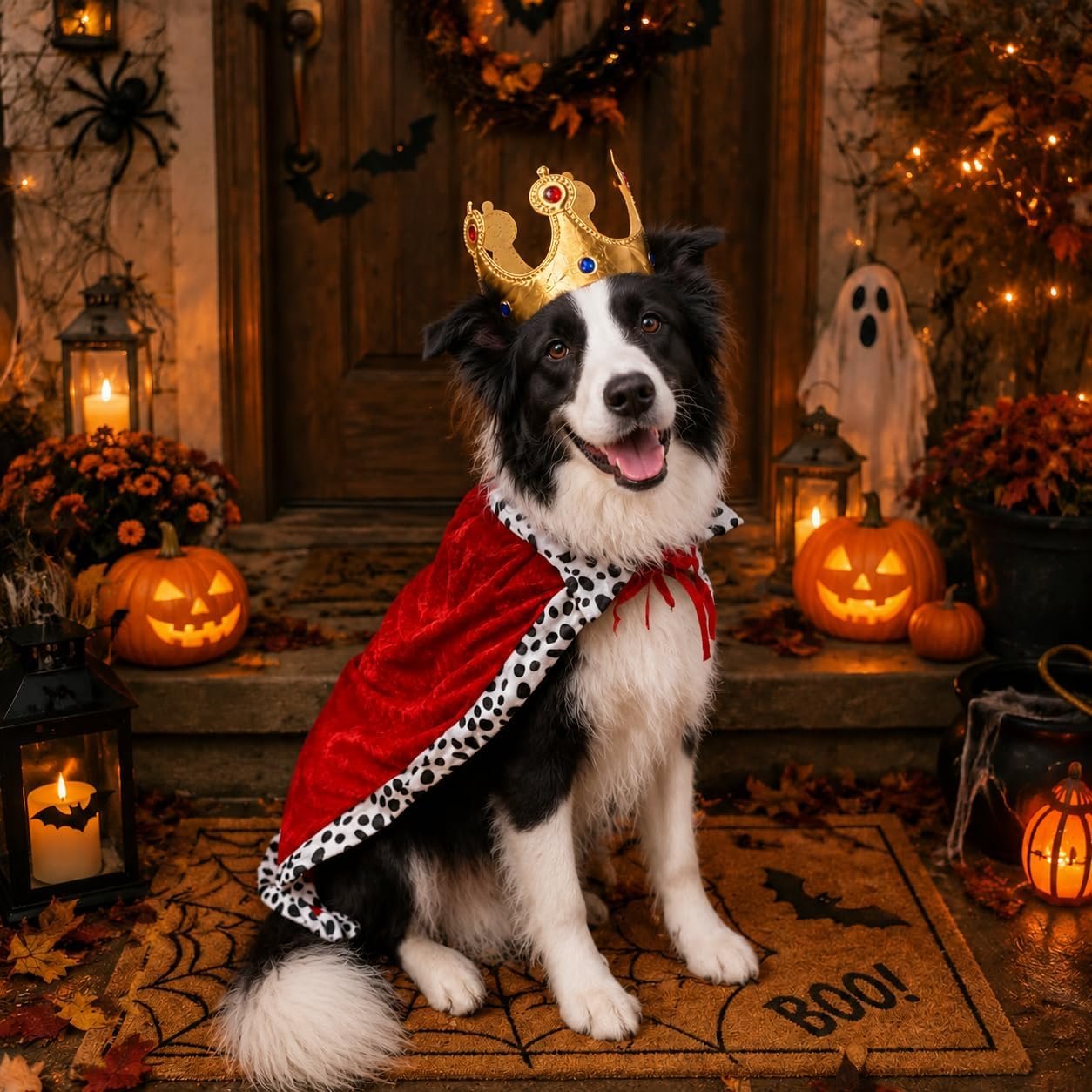 Dog Halloween Costumes for Medium Dogs,Funny Dog Costume King Crown Cape(L) - Image 3