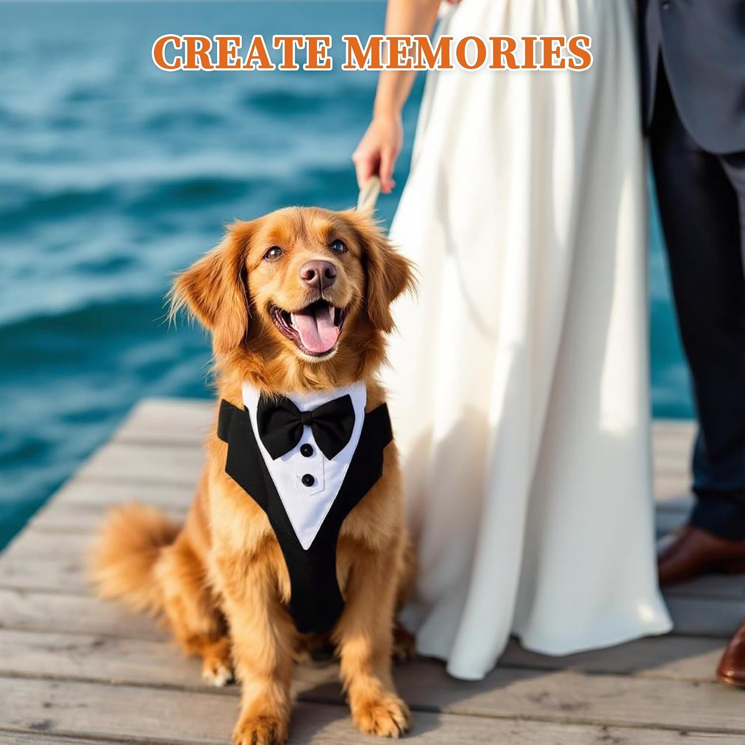 Dog Tuxedo for Wedding, Pet Tuxedo Suit with Bow Tie, Pet Costumes for Small Dogs, Formal Party Attire for Halloween Christmas, Medium, Black White - Image 6