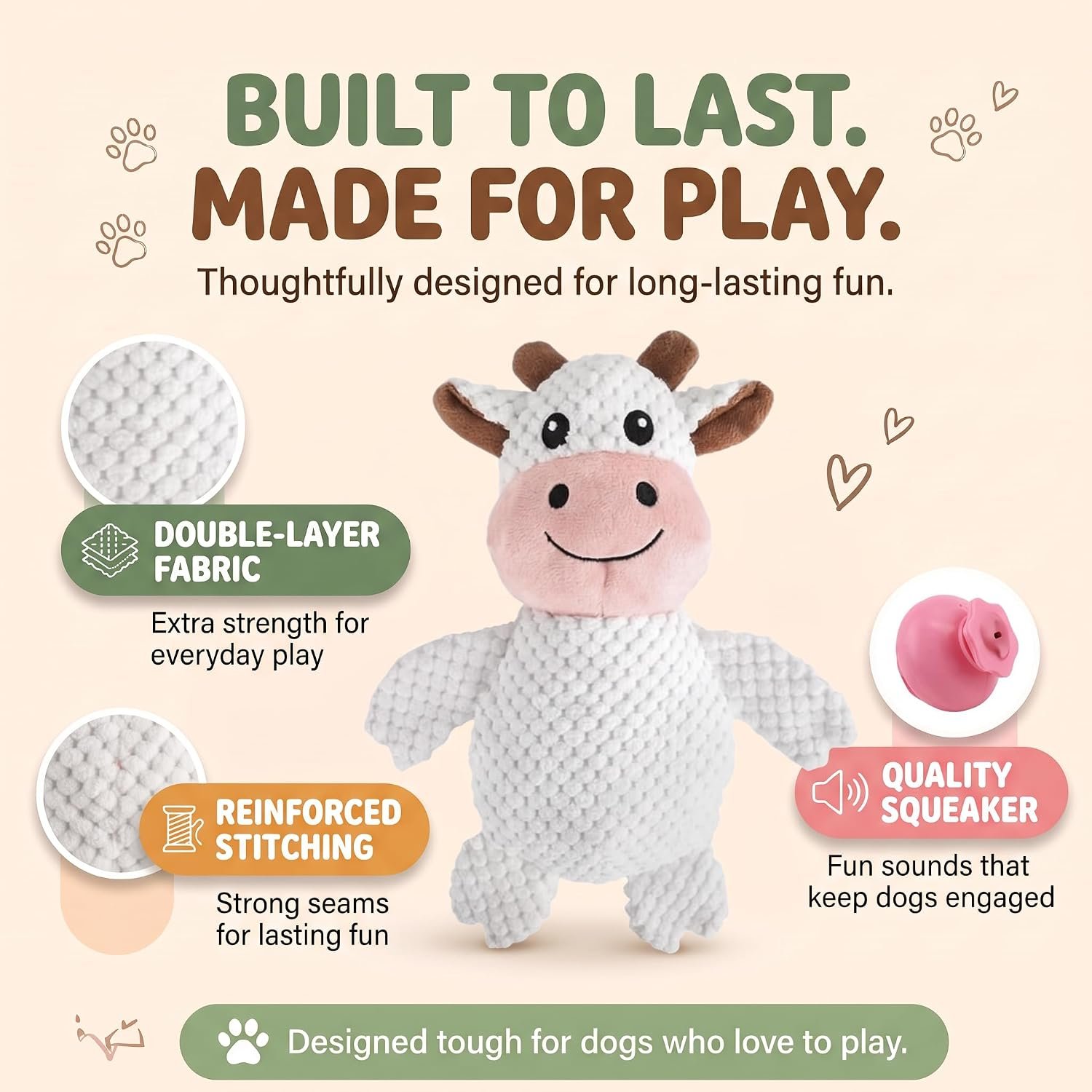 Act boldly 5-Pack Squeaky Dog Toys – Durable Animal-Shaped Plush Chew Toys for Dogs, Handmade Interactive Puppy Toys with Squeaker, Perfect for Reducing Destructive Behavior - Image 5