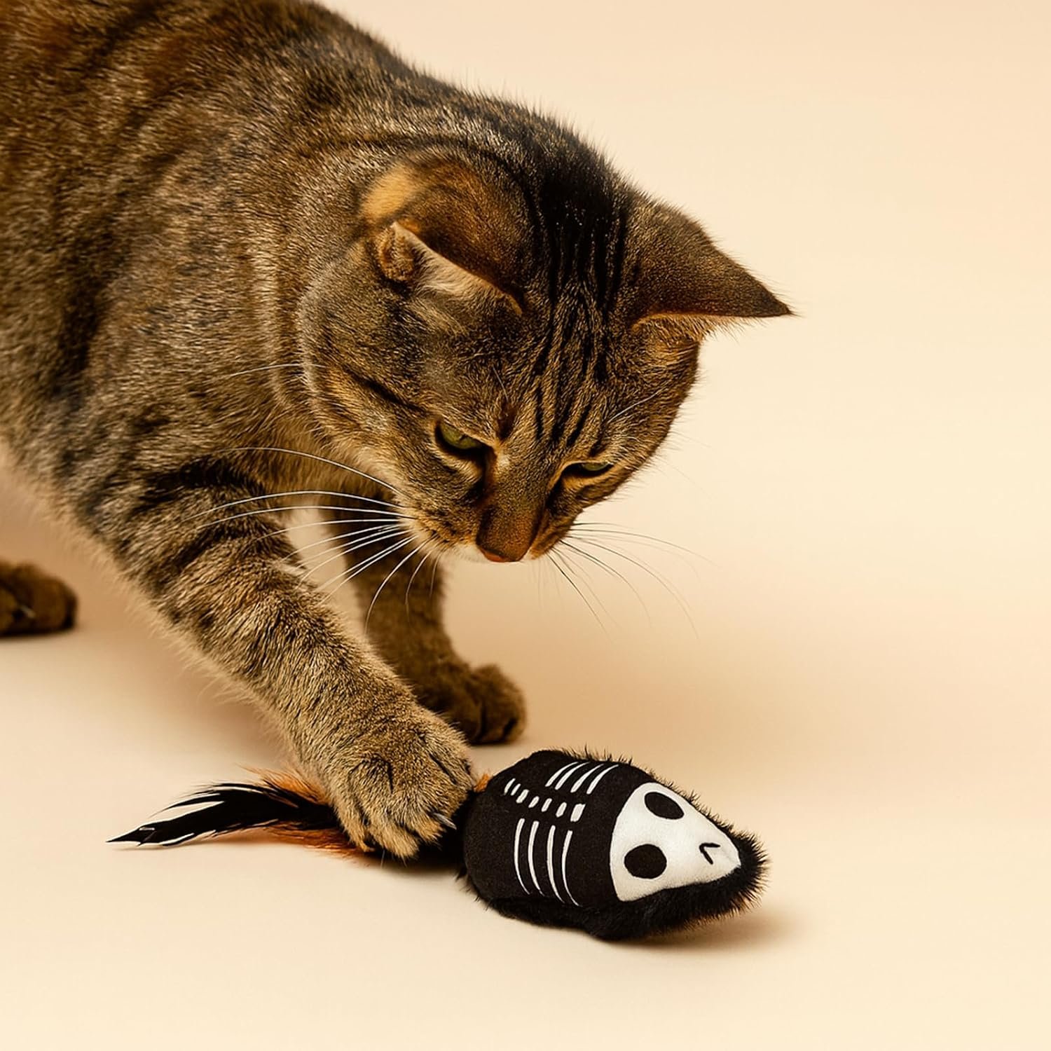 Halloween Cat Toys – 2-Pack Interactive Plush Fishbone and Mouse Bone Catnip Toys with Feather Tails for Indoor Cats - Image 3