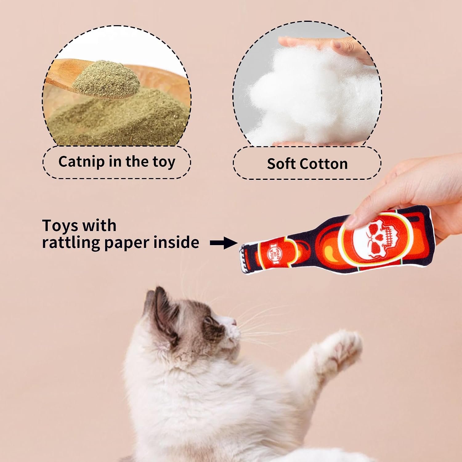 Halloween Cat Catnip Toys for Indoor Cats with Crinkle 8 Pack - Image 3