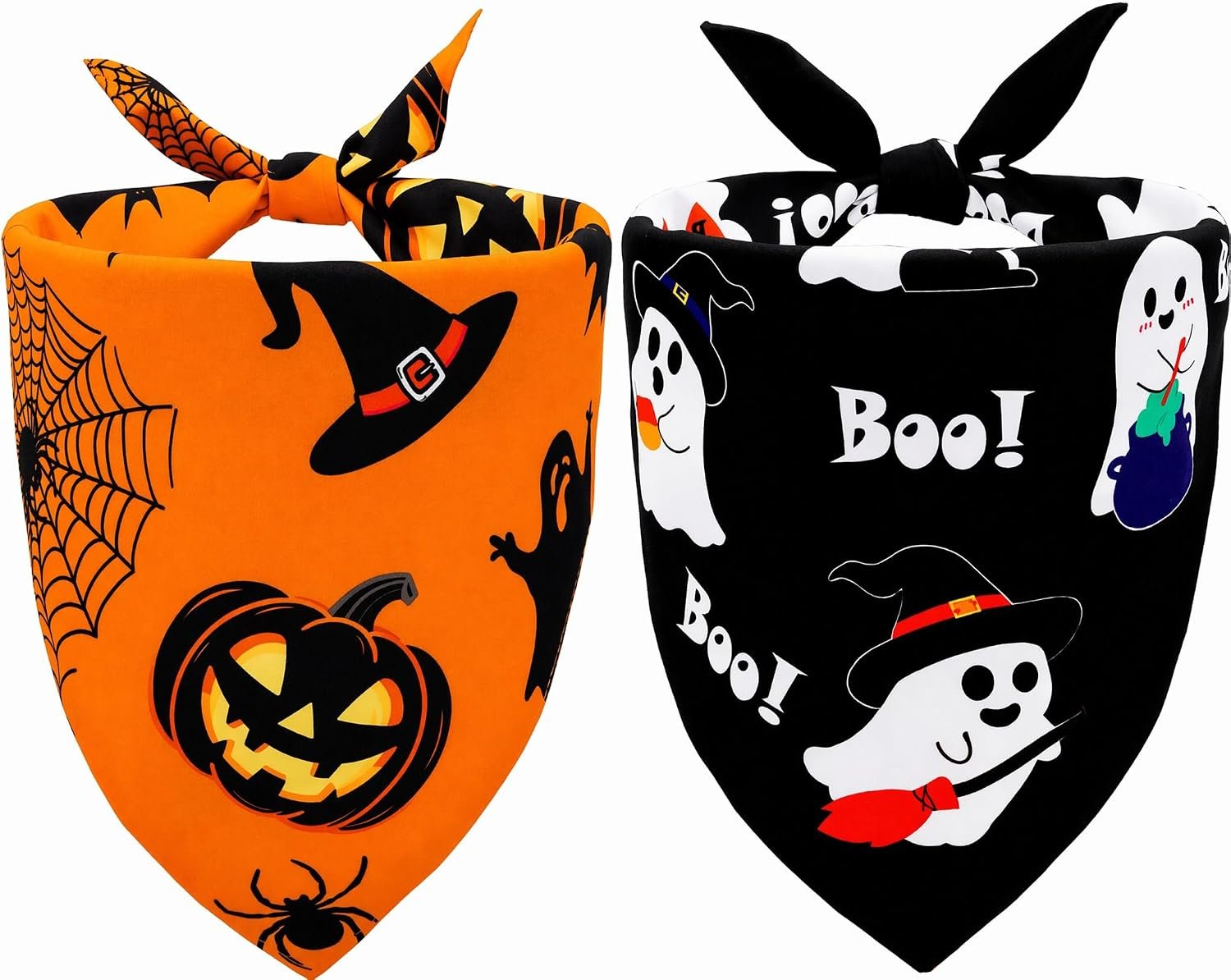 Halloween Dog Bandanas 2PCS Pumpkin...