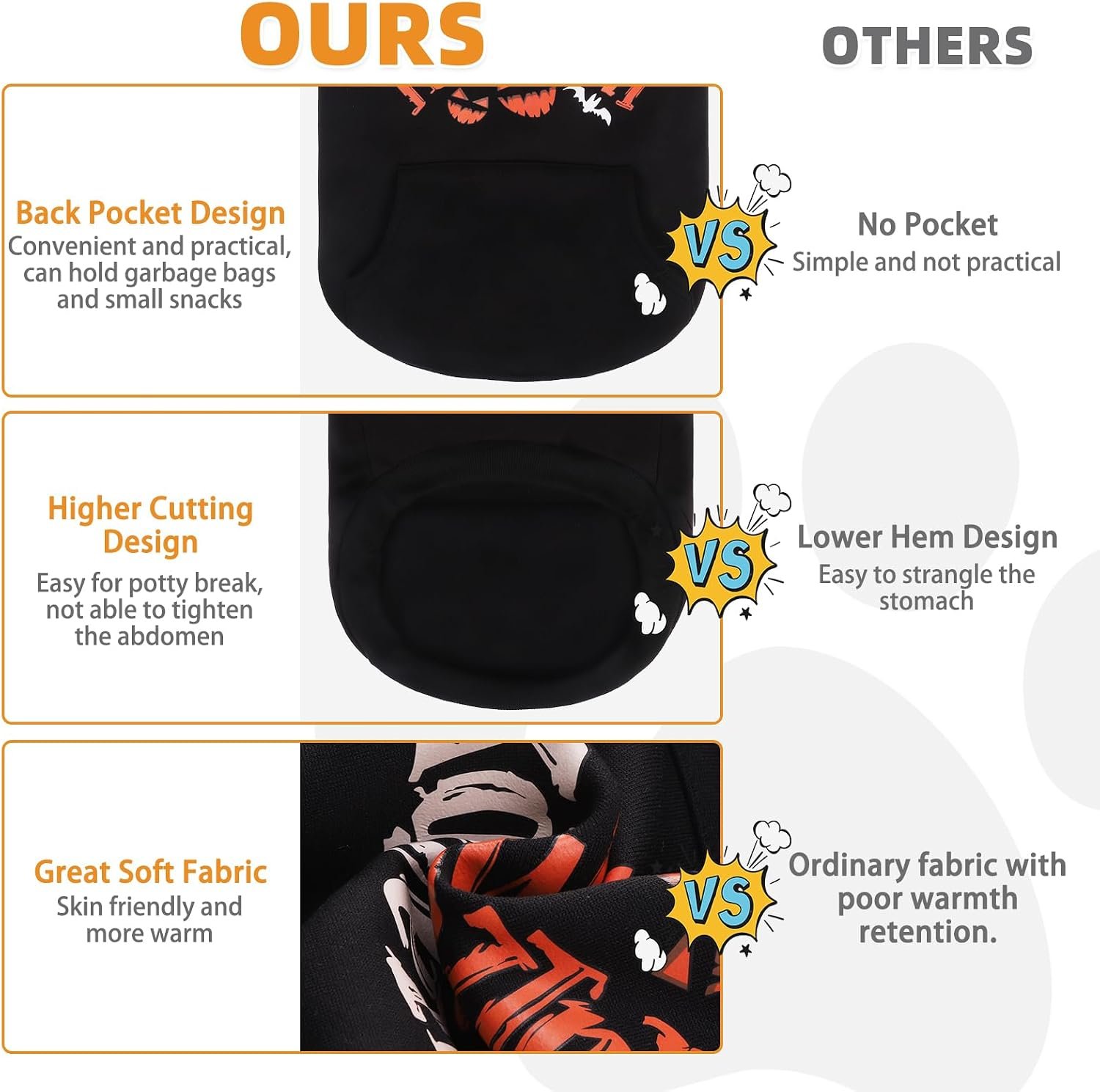 KOOLTAIL Halloween Dog Hoodie for Large Medium Dogs, Soft Warm Pet Sweater with Leash Hole and Pocket Boy Girl, Puppy Fall Clothes Party Costume, French Pitbull Cold Weather Coat Sweatshirt, Black M - Image 9
