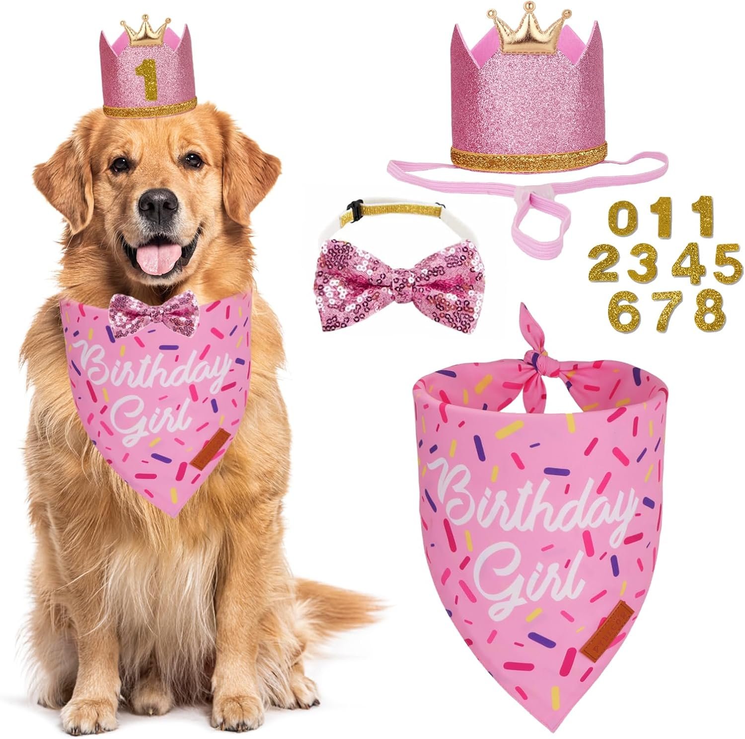 PTDECOR Dog Birthday Hat, Pink Girl...