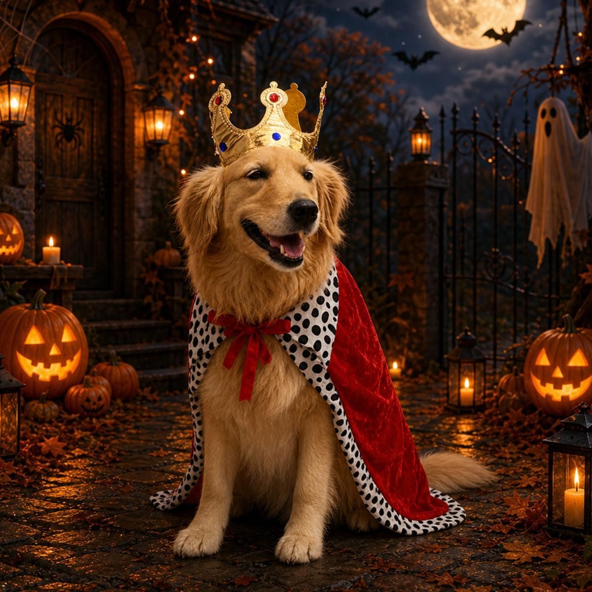 Dog Halloween Costumes for Large Dogs,Funny Dog Costume King Crown Cape(XL) - Image 4