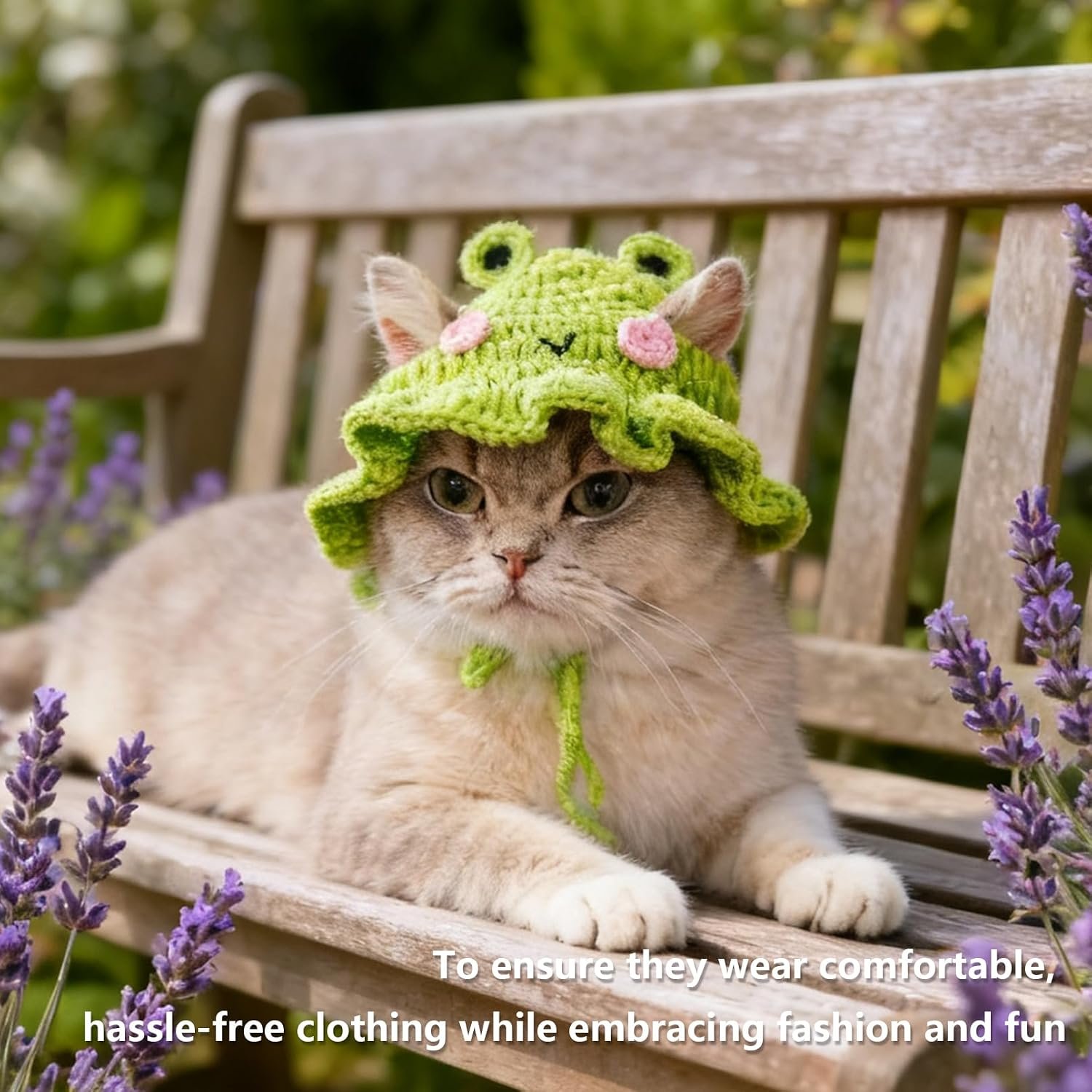 Cute Cat Hat Costume Suitable for 5 to16 lbs - Frog Cat Bonnet Head Circumference 11" or Less Cat Halloween Costumes Pet Photography Outfits - Image 5