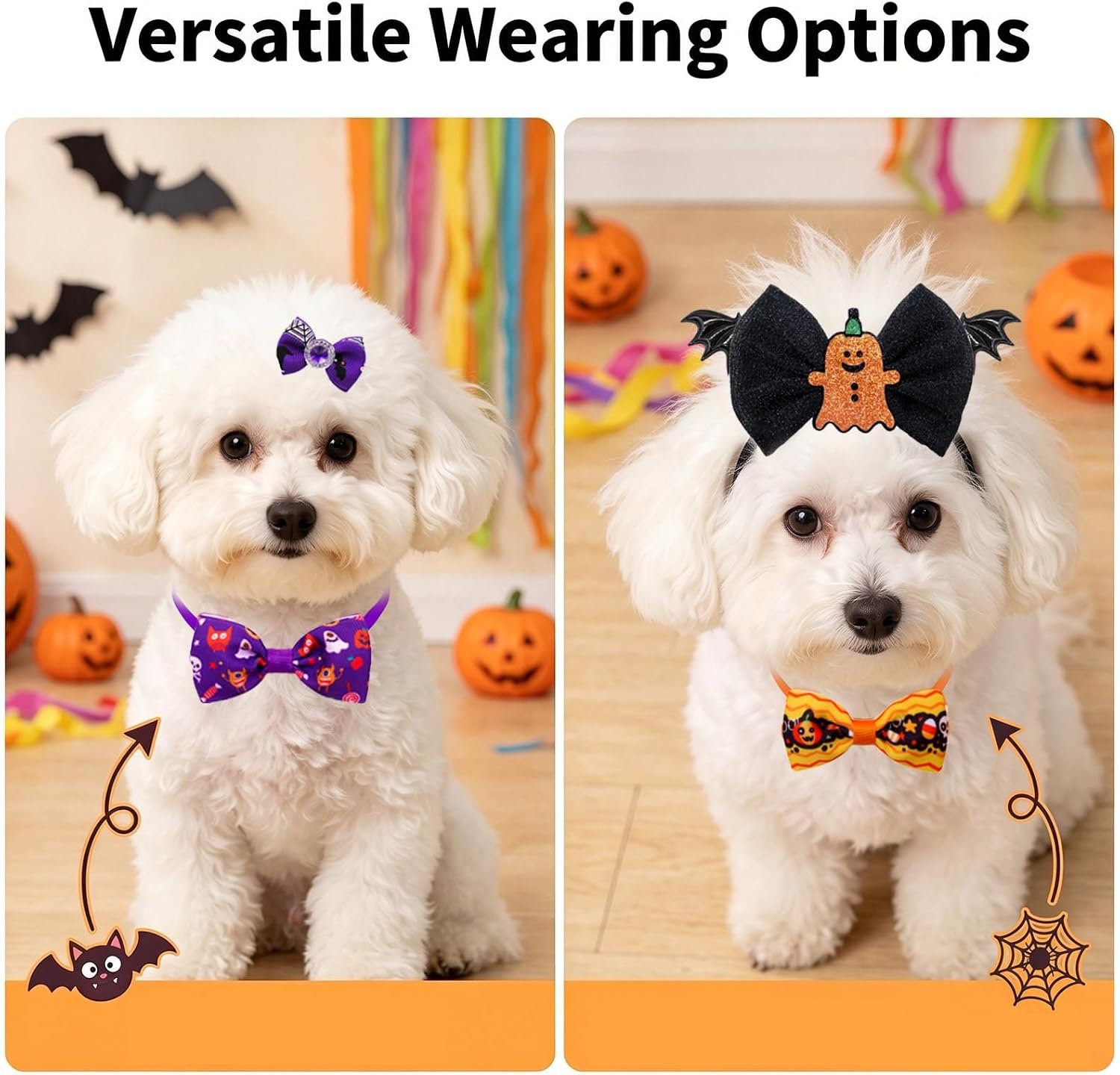 Mruq 50 Pcs Halloween Dog Collar & Bows for Small Medium Puppies - Image 6