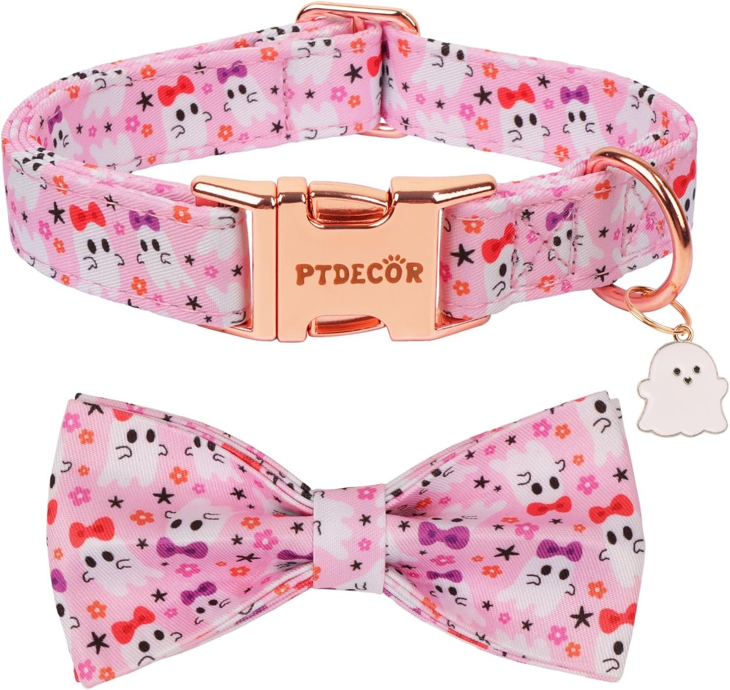 PTDECOR Pink Halloween Dog Collar G...