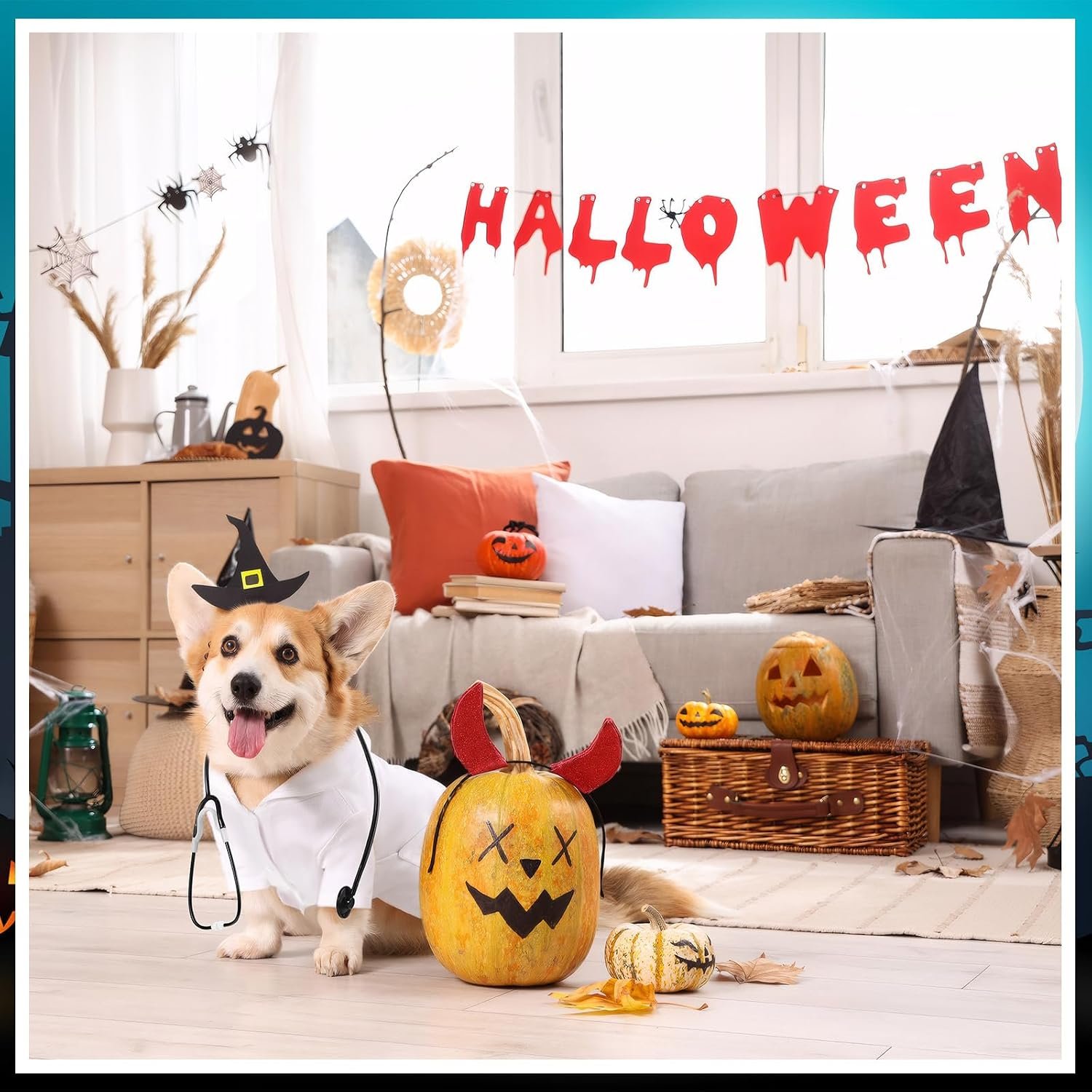 Dog Doctor Costume Cat Surgeon Nurse Costumes with Stethoscope, White, L - Image 4