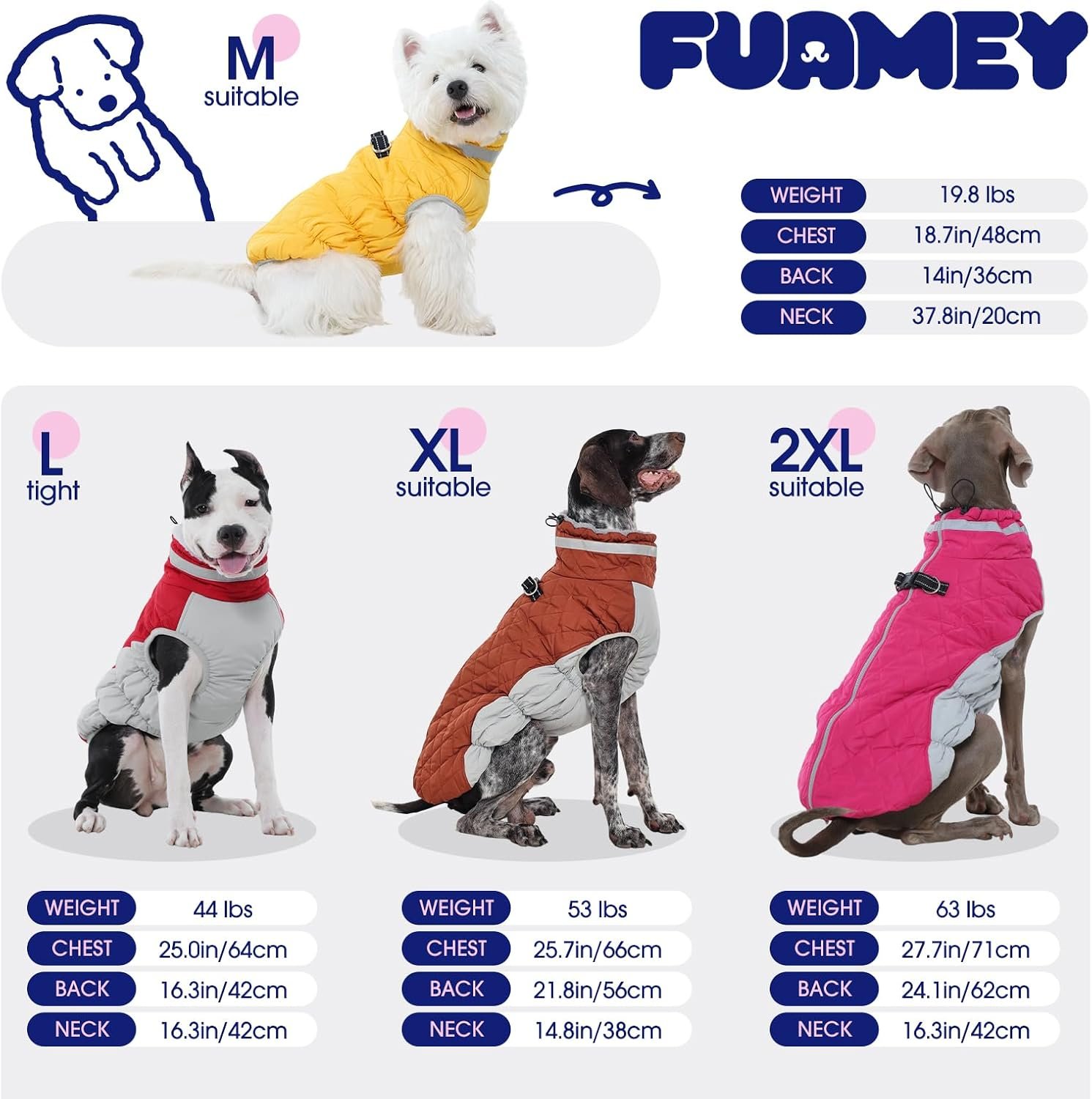 FUAMEY Dog Coat for Medium Dogs, Fleece Dog Winter Jacket with Harness - Image 7