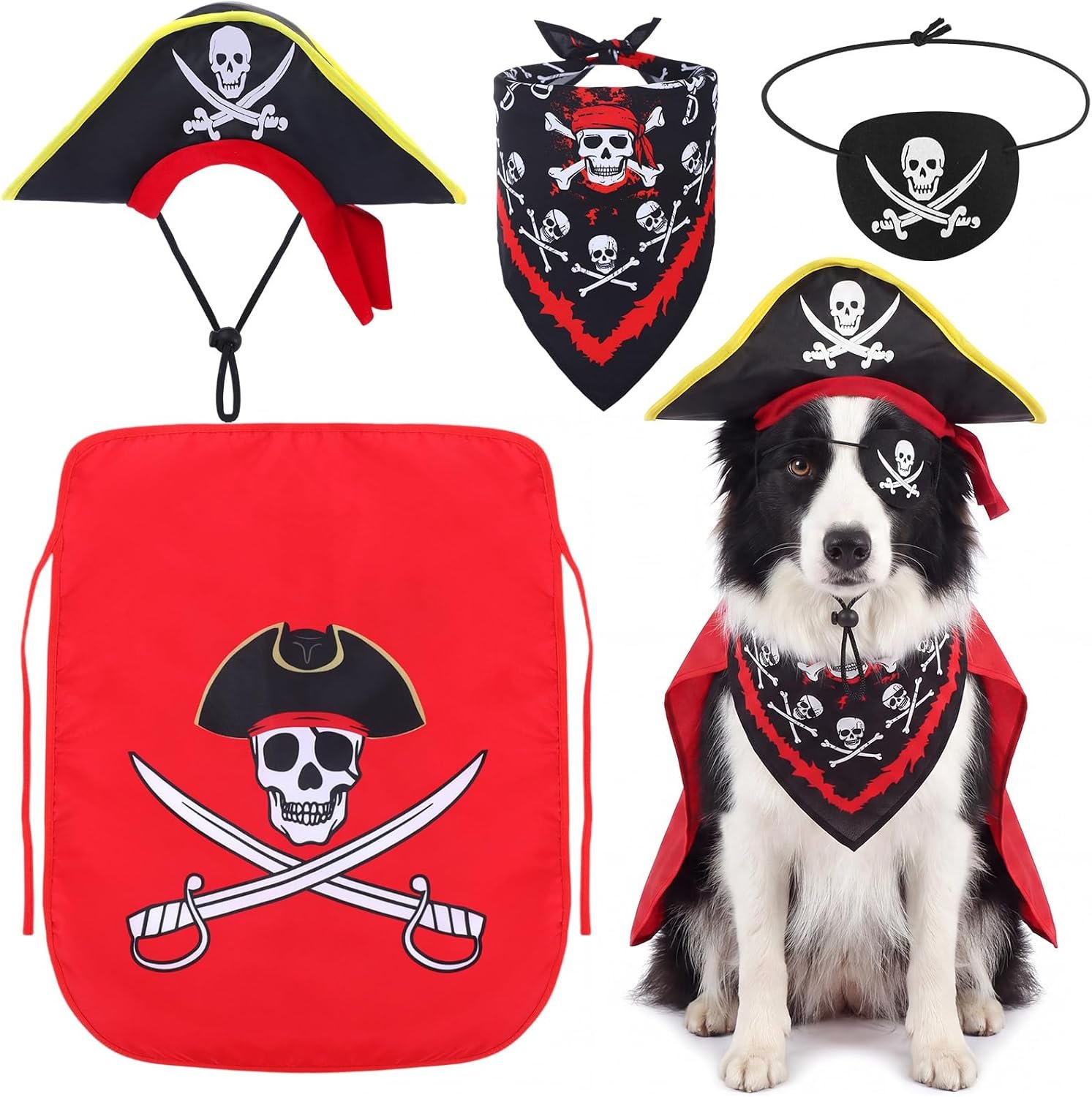Huhumy 4 Pcs Dog Pirate Costume Hat...
