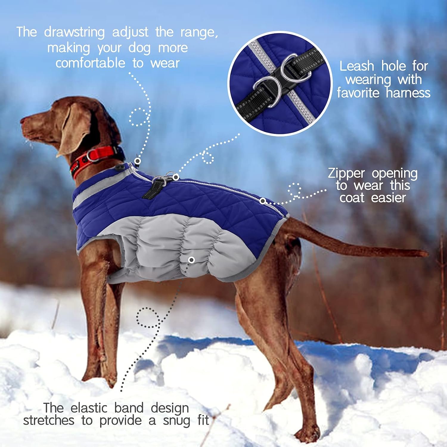FUAMEY Dog Coat for Medium Dogs, Fleece Dog Winter Jacket with Harness - Image 4