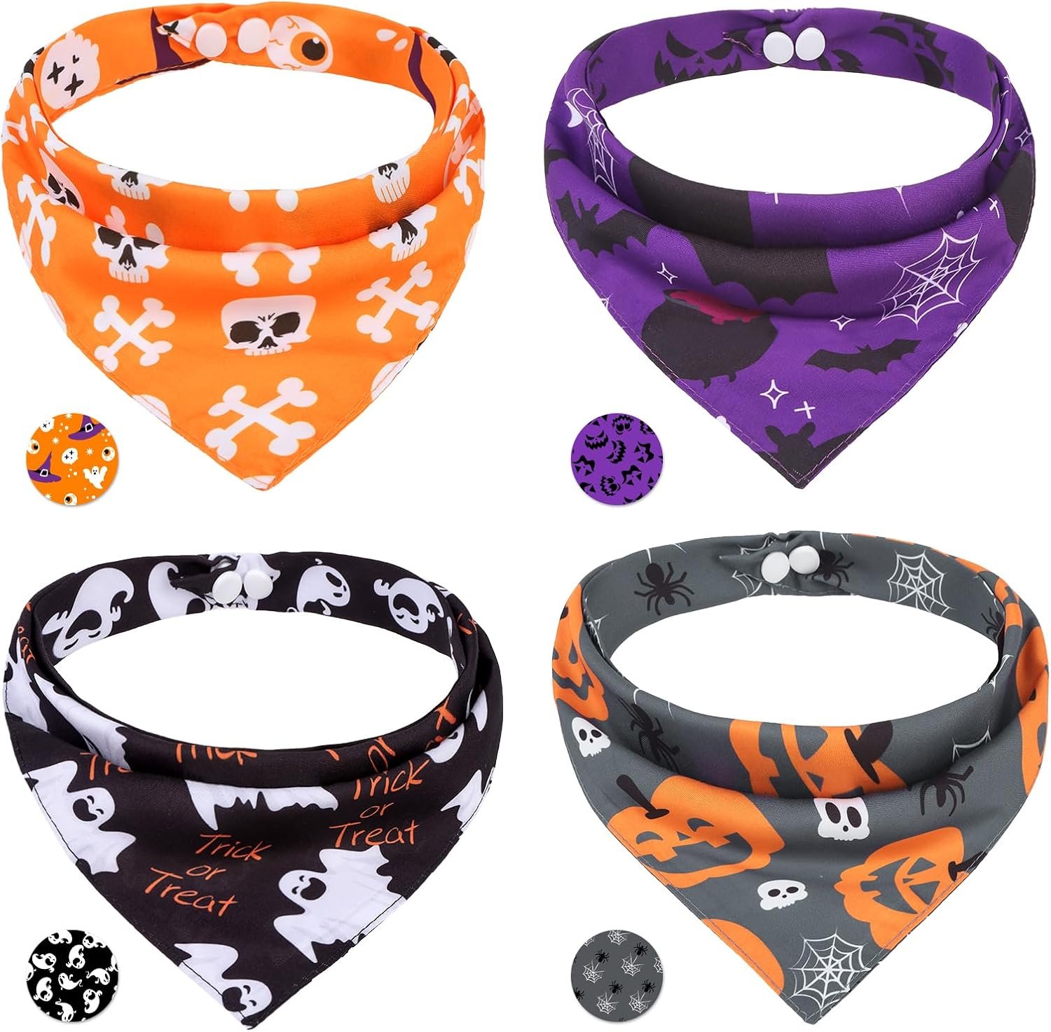 PAWCHIE Dog Halloween Bandanas 4 Pa...