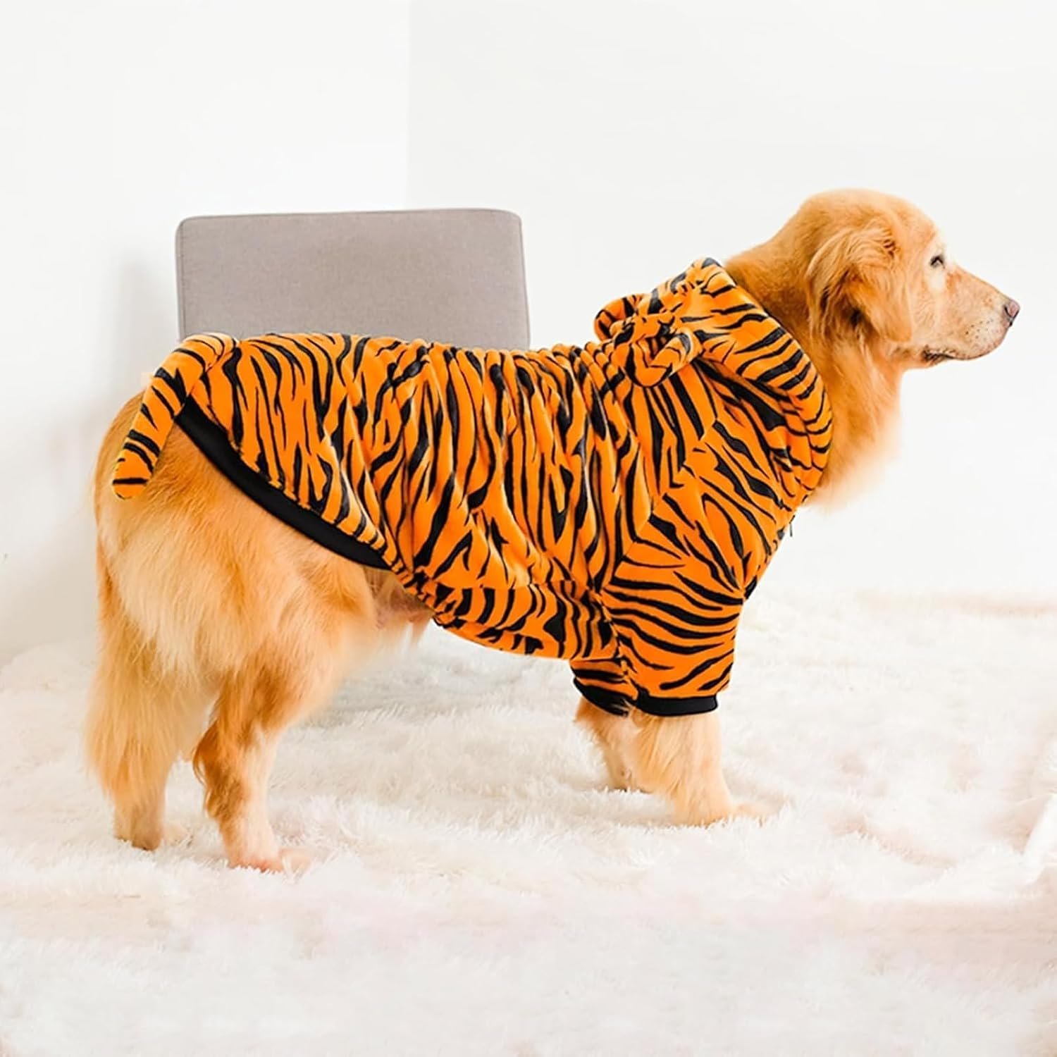 HOTUMN Large Dog Tiger Costumes - Halloween Dog Cosplay Costume Pet Warm Thick Clothes and Cute Hoodie Winter Coat for Medium Large Dogs(Tiger,6X-Large) - Image 5