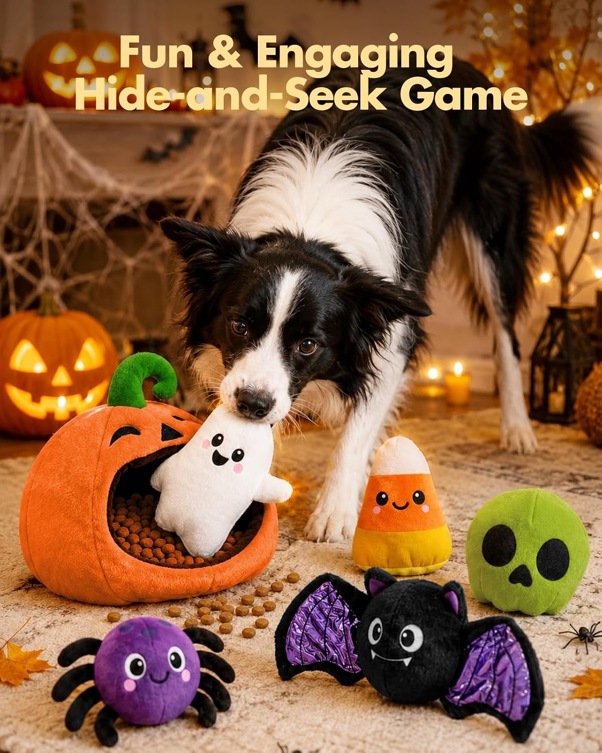 Swooflia 6 PCS Halloween Hide and Seek Dog Toys, Pumpkin Ghost - Image 4