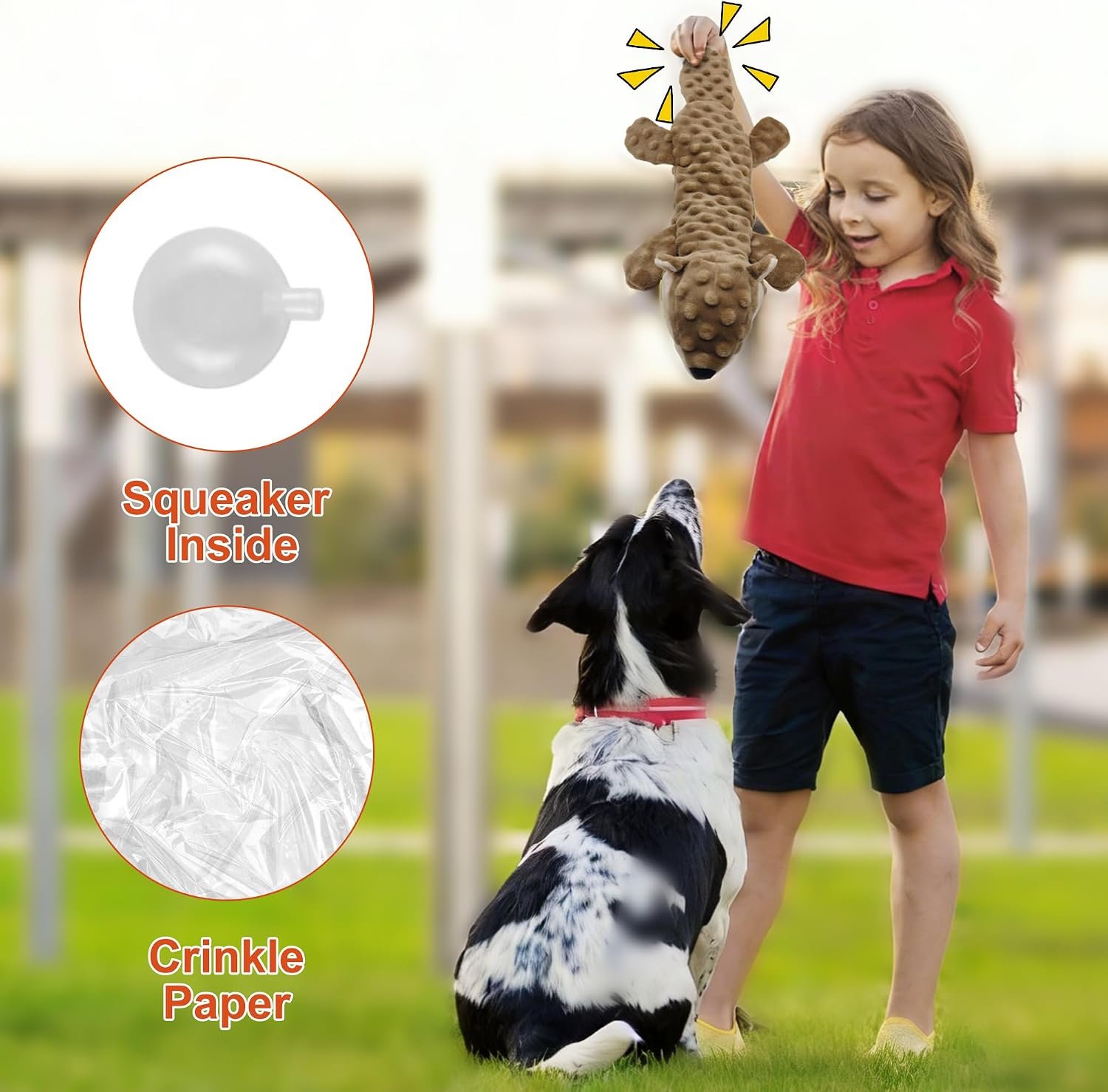 3Pack Squeaky Dog Toys, No Stuffing Plush Dog Toys to Keep Them Busy, Crinkle Chew Toy for Large Medium Small Dogs, Interactive Stuffless Bundle Puppy Teething Toys - Image 6