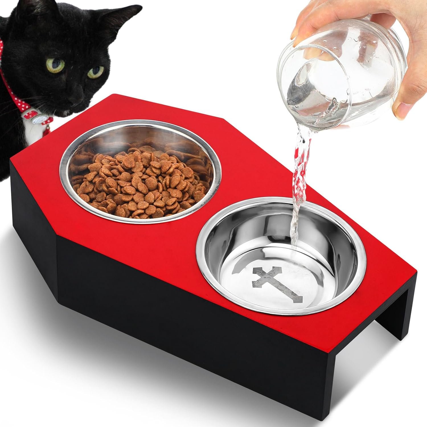 Teenyyou Gothic Cat Food Bowl 5 Deg...