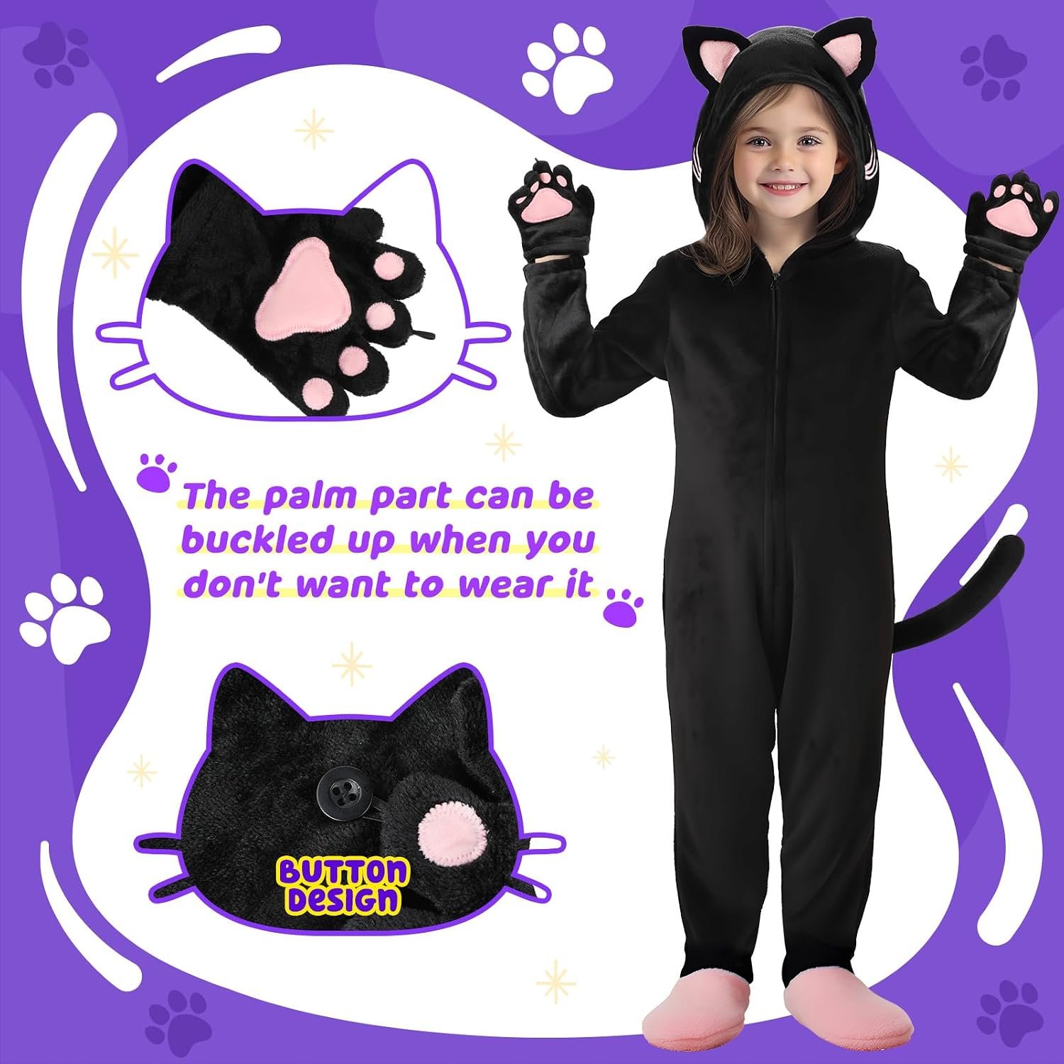 GIFTINBOX Halloween Cat Costume for Girls Kids, Cheetah Leopard Costume - Image 3