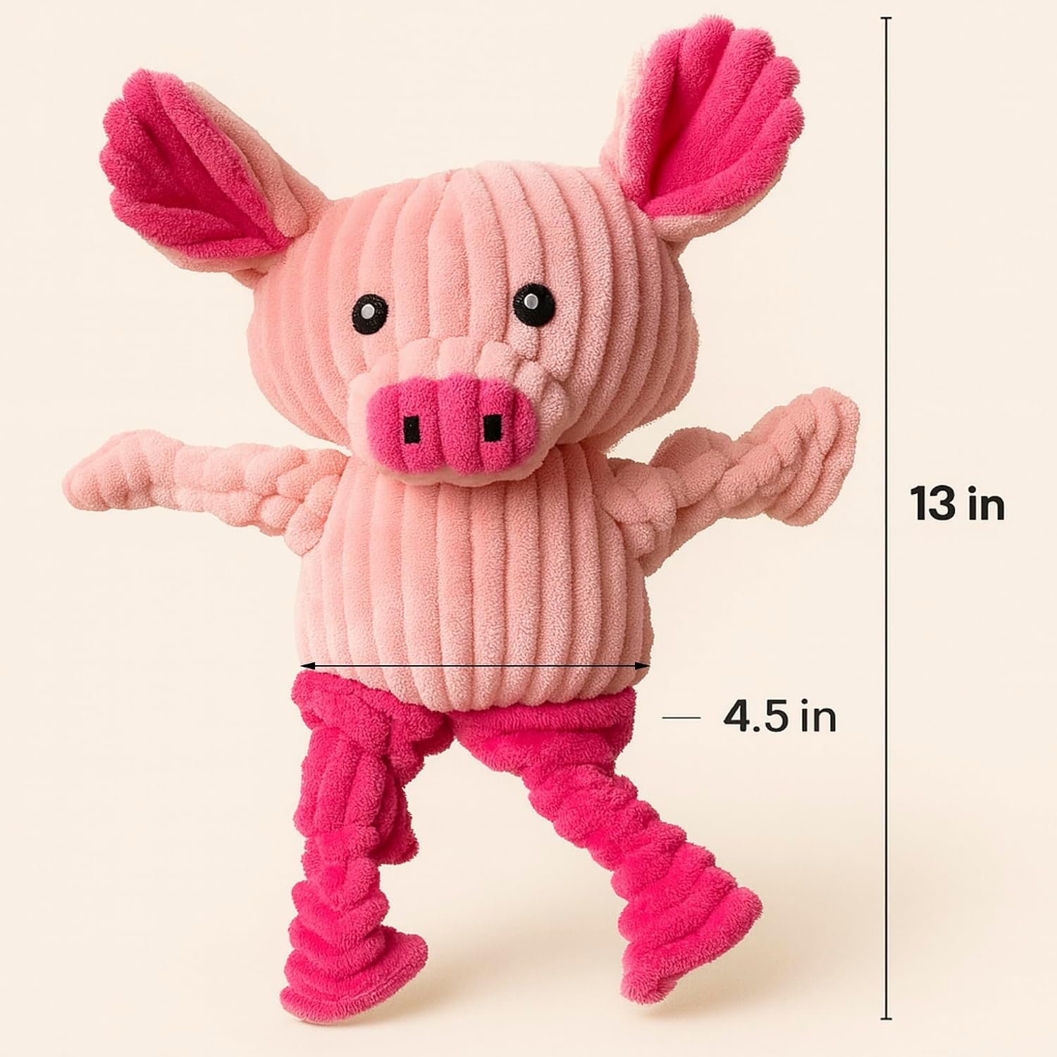 Jalousie Plush Toys Assortment Value Bundle Puppy Pet Mutt Squeak Toy for Medium Large Dogs (5 Pack Knotted) - Image 5