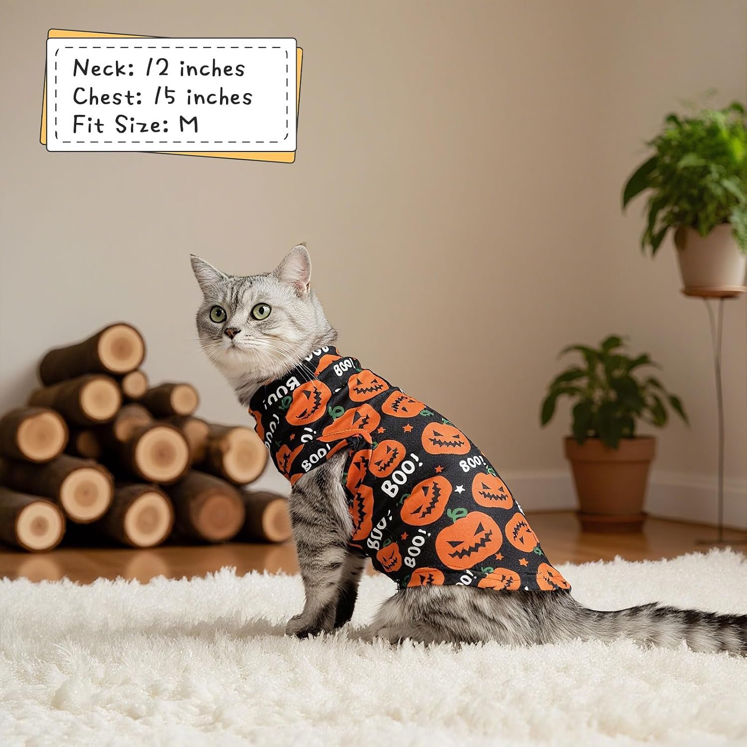 EXPAWLORER Halloween Cat Sweater Warm Fleece Pet Clothes for Cats Only - Image 5