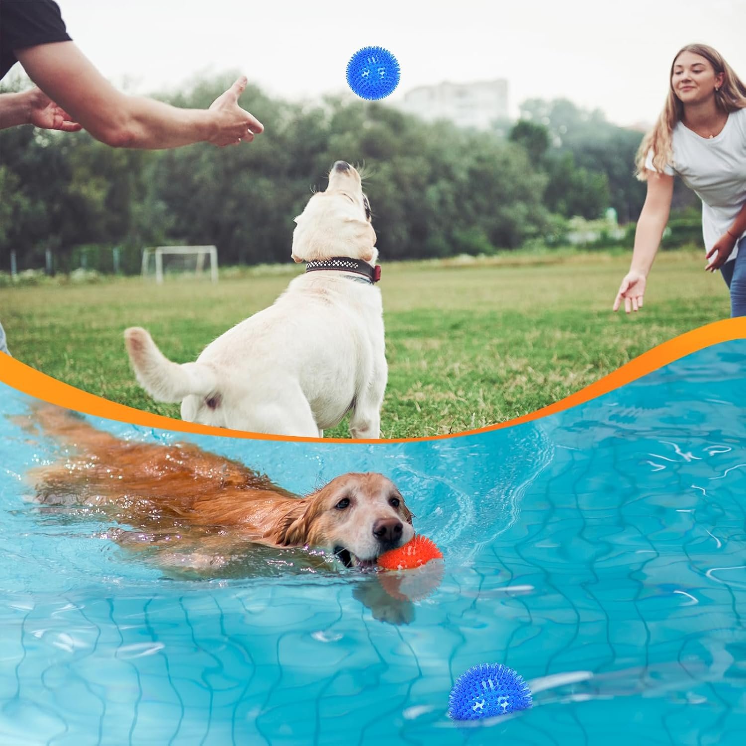 petizer 6 Pack 2.5” Squeaky Dog Toy Balls, Floating Dogs Pool Balls, Spiky Dog Balls, Durable Interactive Fetch Toys for Puppy, Dog Chew Toys for Teething (2.5", Small Dog) - Image 7