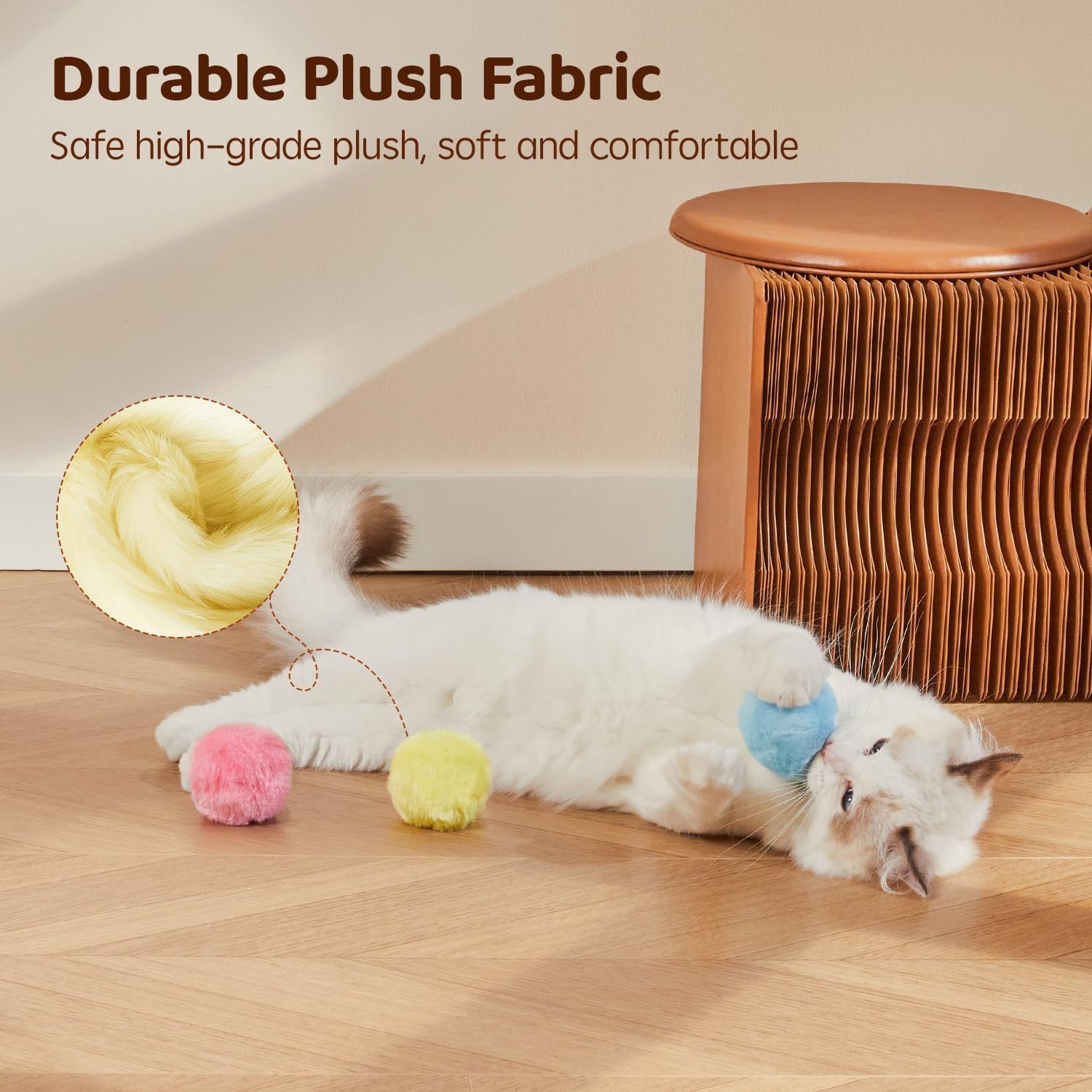 Potaroma Chirping Cat Toys Balls with SilverVine Catnip, Upgraded, 3 Pack Fluffy Interactive Cat Kicker, 3 Lifelike Animal Sounds, Kitty Kitten Catnip Exercise Toys - Image 6