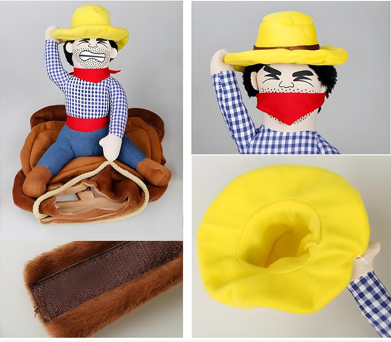 NACOCO Cowboy Rider Dog Costume for Dogs Clothes Knight Style with Doll and Hat for Halloween Day Pet Costume (S) - Image 2