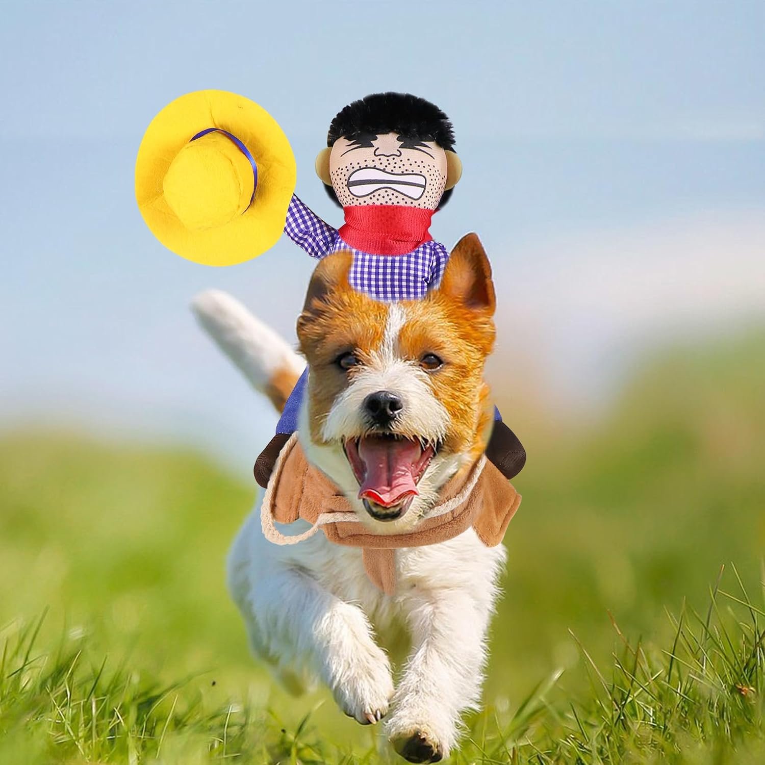 GOYOSWA Dog Cowboy Costume, Dog Halloween Costumes Cowboy Rider Dog Costume Funny Dog Costume for Small Medium Large X-Large Dogs (Medium) - Image 4