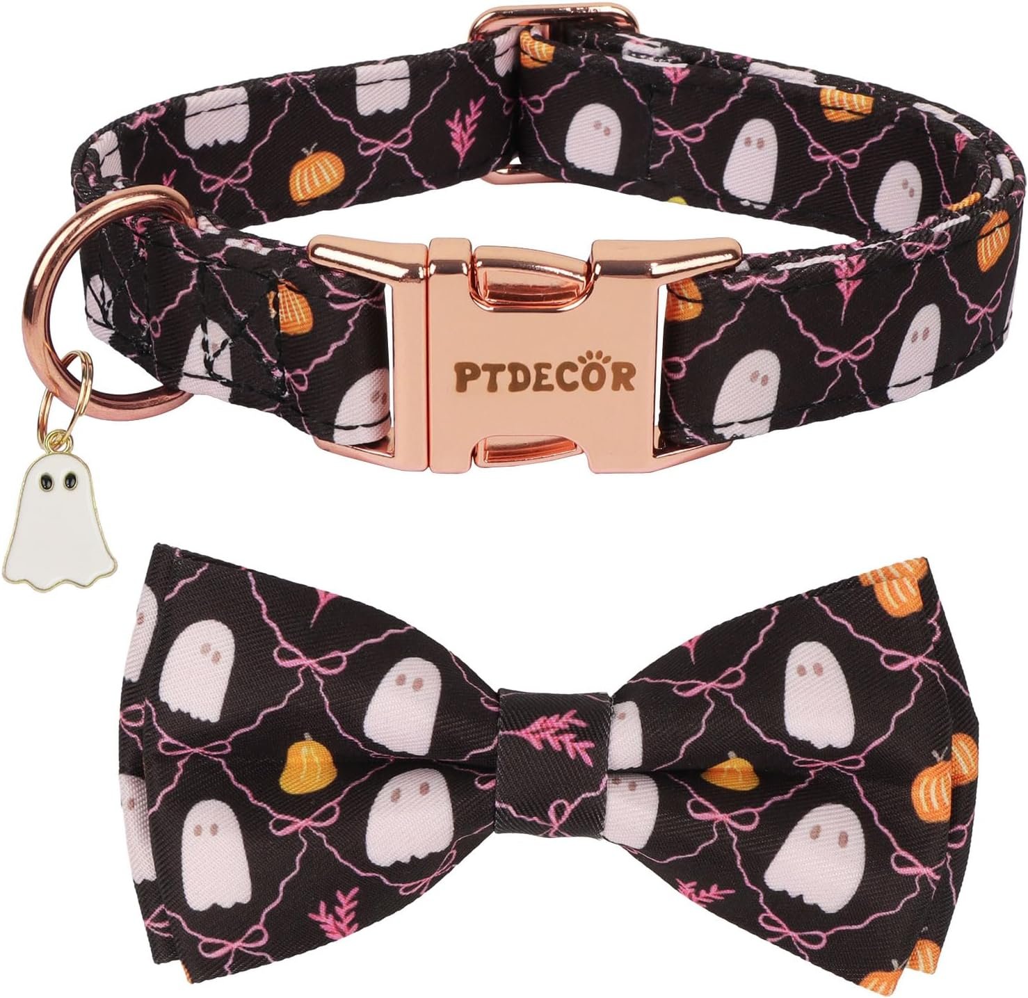 PTDECOR Halloween Dog Collar with B...