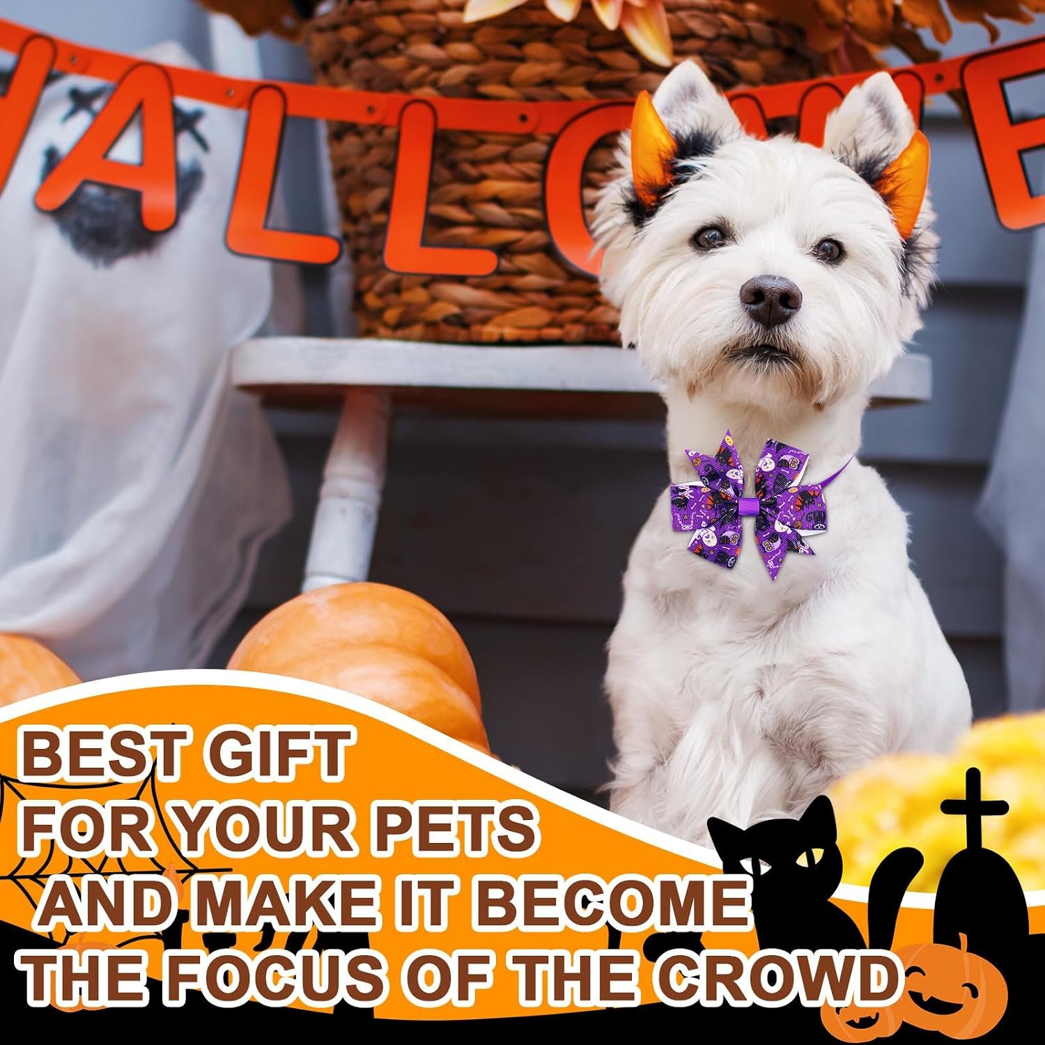 Maitys 40 Pcs Halloween Dog Bows Ties & Collars - Image 5