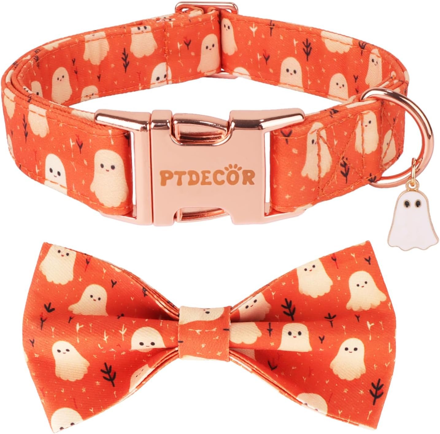 PTDECOR Halloween Dog Collar with B...