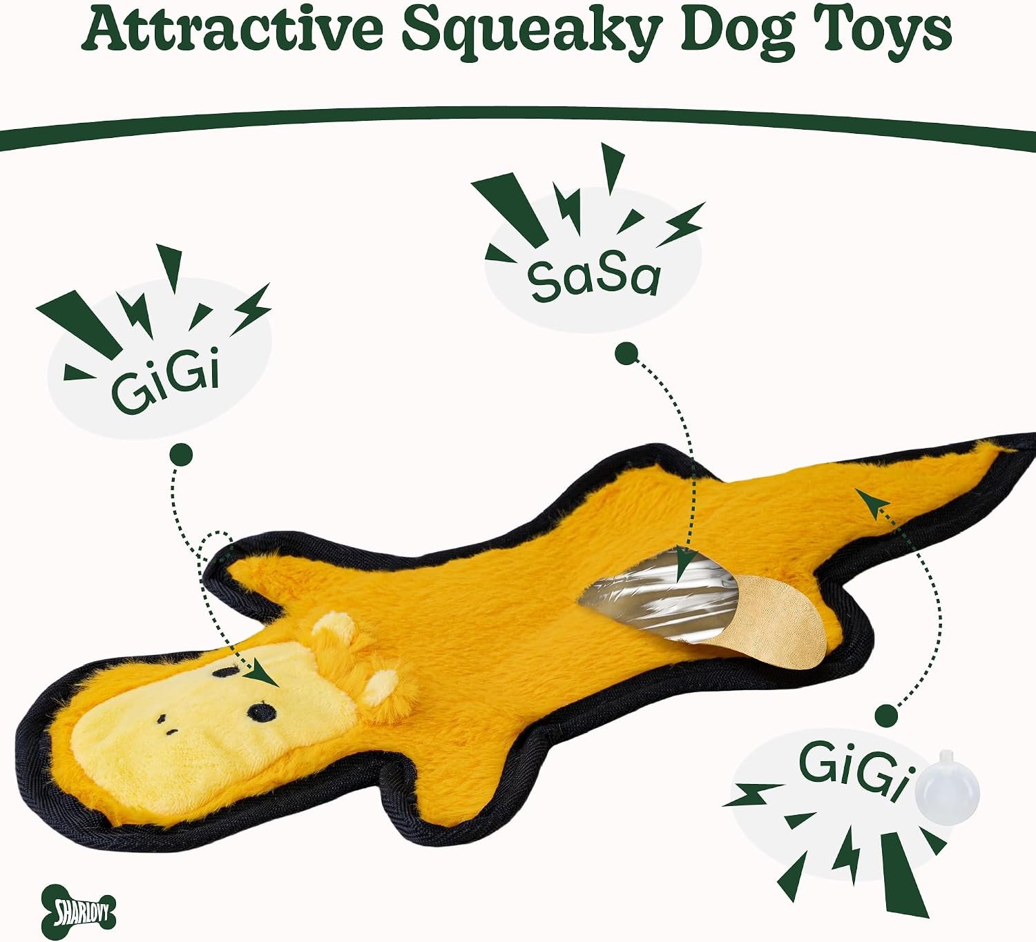 SHARLOVY No Stuffing Dog Toys Crinkle Squeaky, Long Lasting Chews for Aggressive, Durable Plush Dog Puppy Chew Toys for Teething, with 6 Tough Layers for Small Medium Large Breed-5pack,Large - Image 3