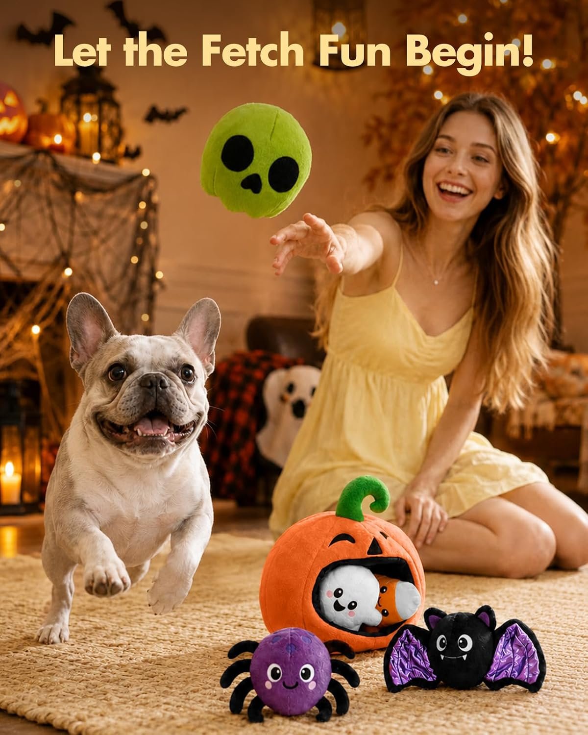 Swooflia 6 PCS Halloween Hide and Seek Dog Toys, Pumpkin Ghost - Image 5