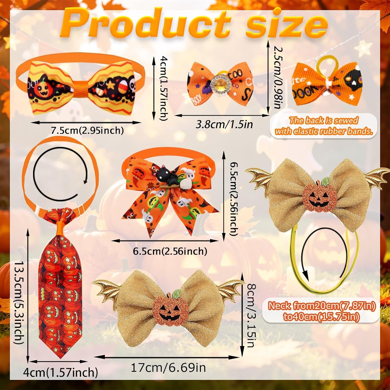 Mruq 50 Pcs Halloween Dog Collar & Bows for Small Medium Puppies - Image 3