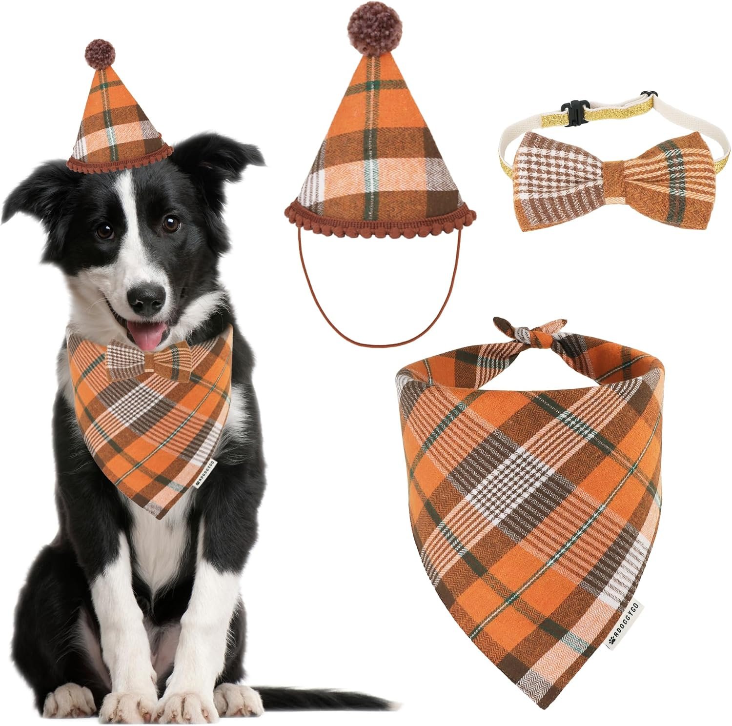 ADOGGYGO Fall Dog Bandana Hat Bow S...