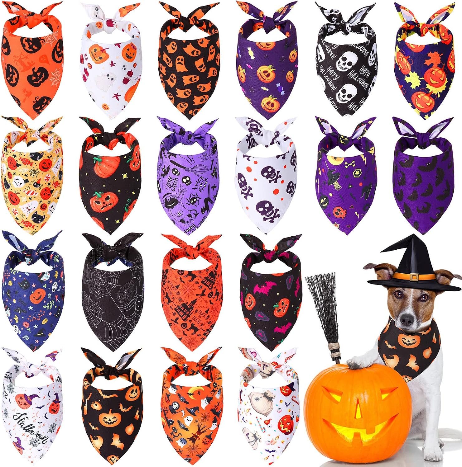 Xuniea 20 Pack Halloween Dog Bandan...