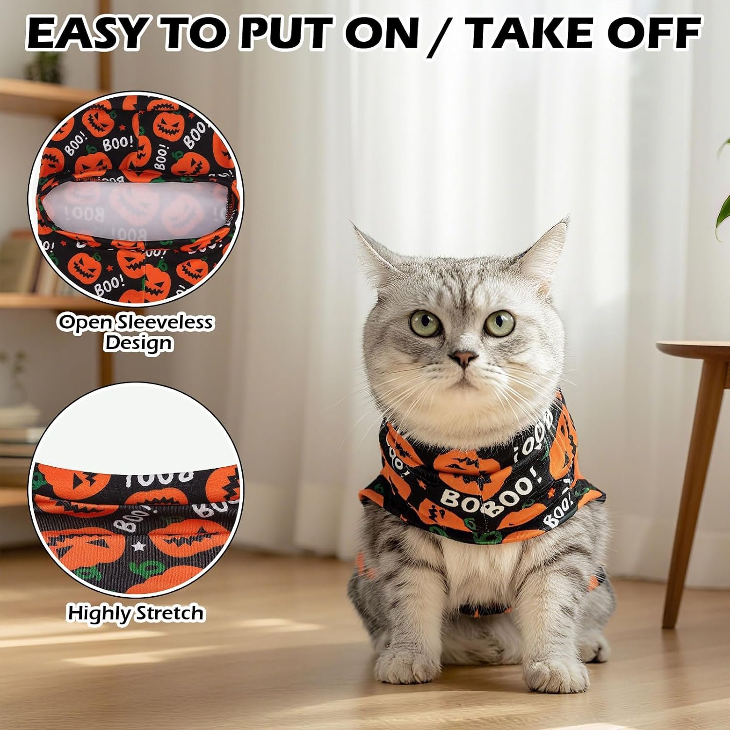 EXPAWLORER Halloween Cat Sweater Warm Fleece Pet Clothes for Cats Only - Image 4