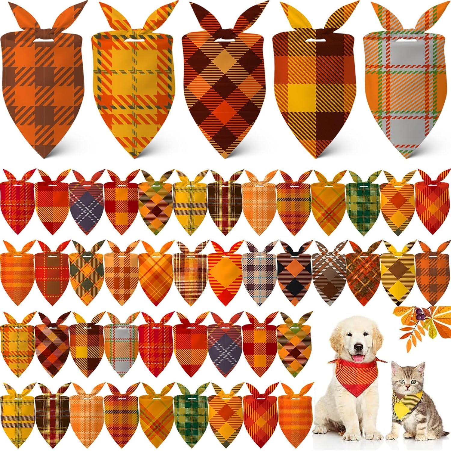Sweetude 60 Pcs Fall Dog Bandanas B...