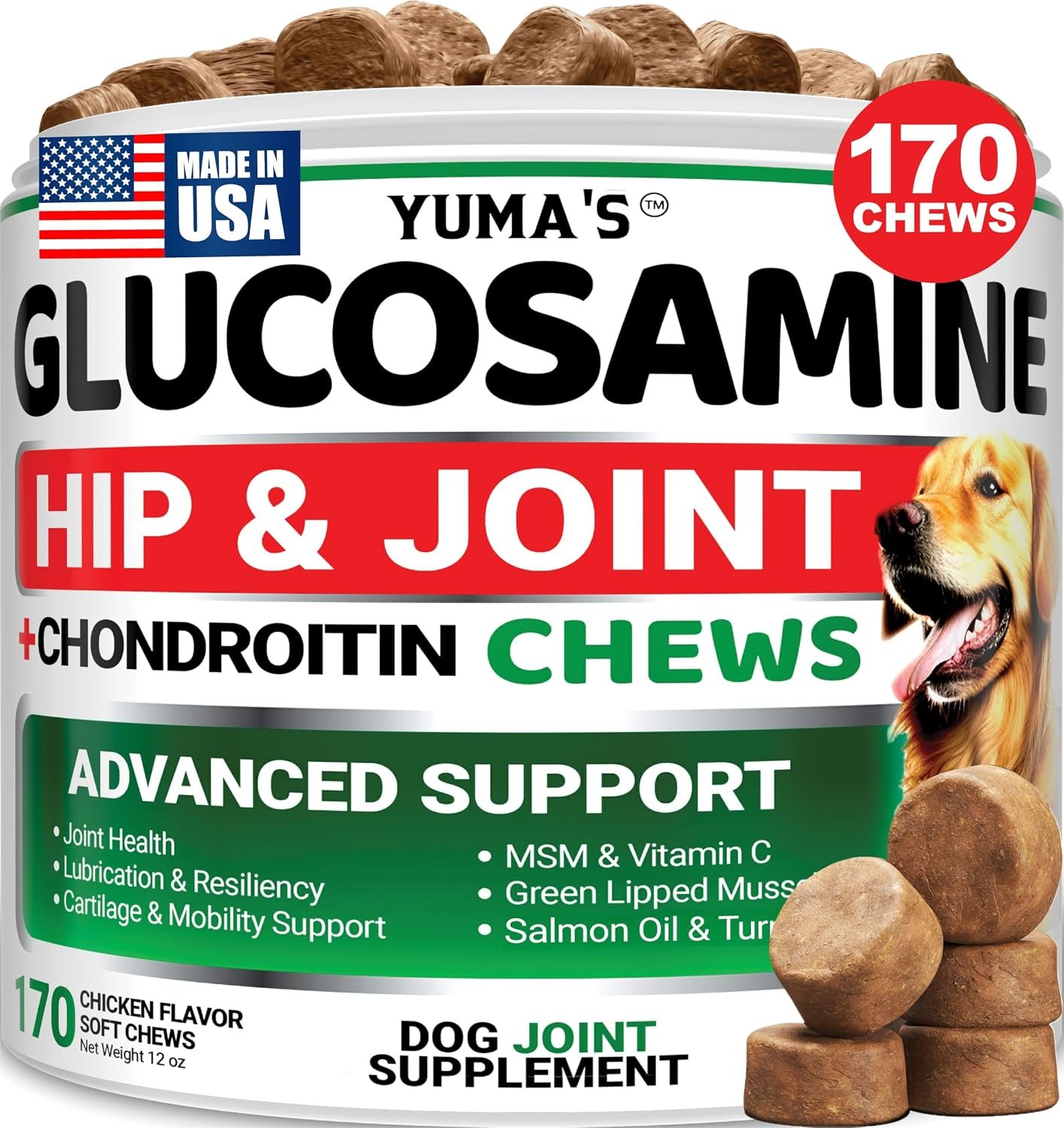 Glucosamine for Dogs, 170 Chews, Hi...