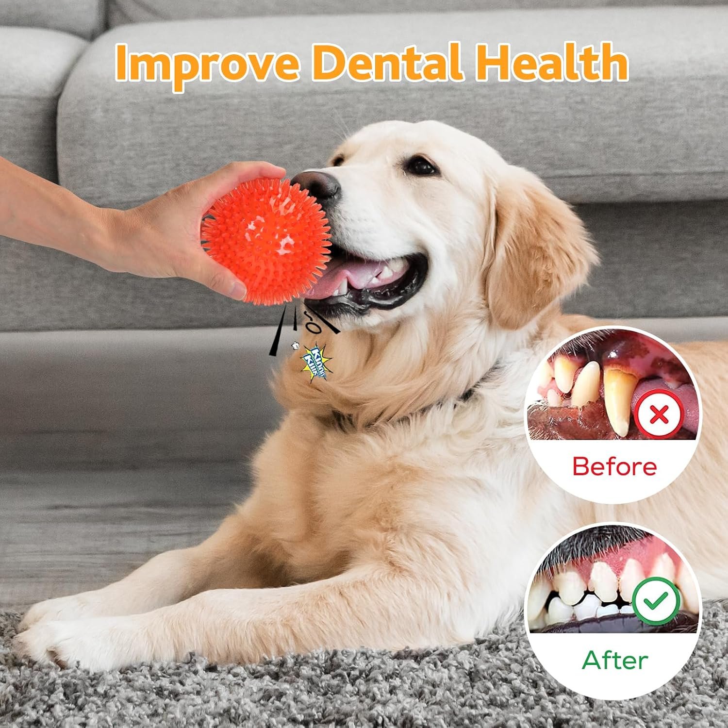 petizer 6 Pack 2.5” Squeaky Dog Toy Balls, Floating Dogs Pool Balls, Spiky Dog Balls, Durable Interactive Fetch Toys for Puppy, Dog Chew Toys for Teething (2.5", Small Dog) - Image 6