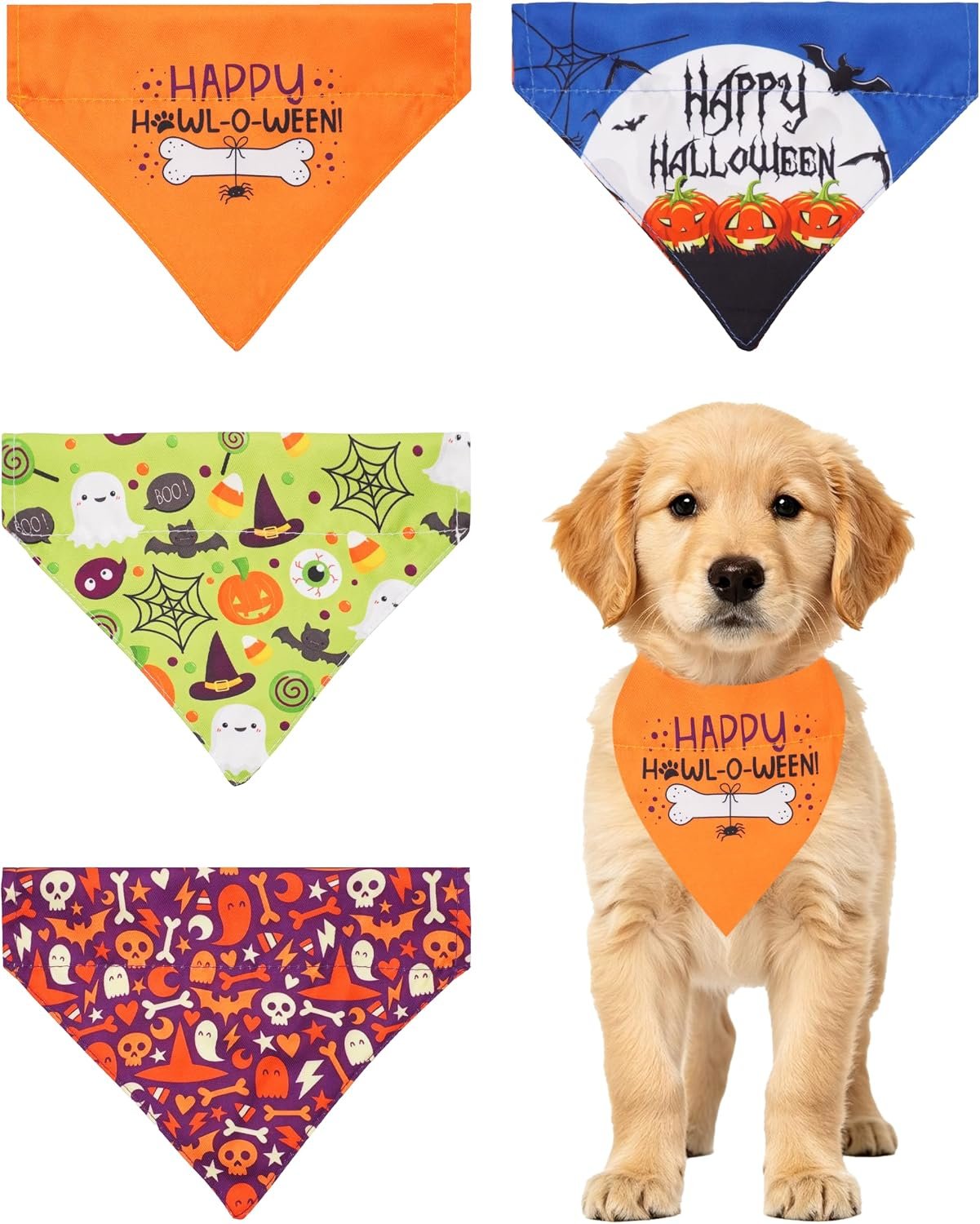 PET SHOW 4 Pack Halloween Dog Banda...