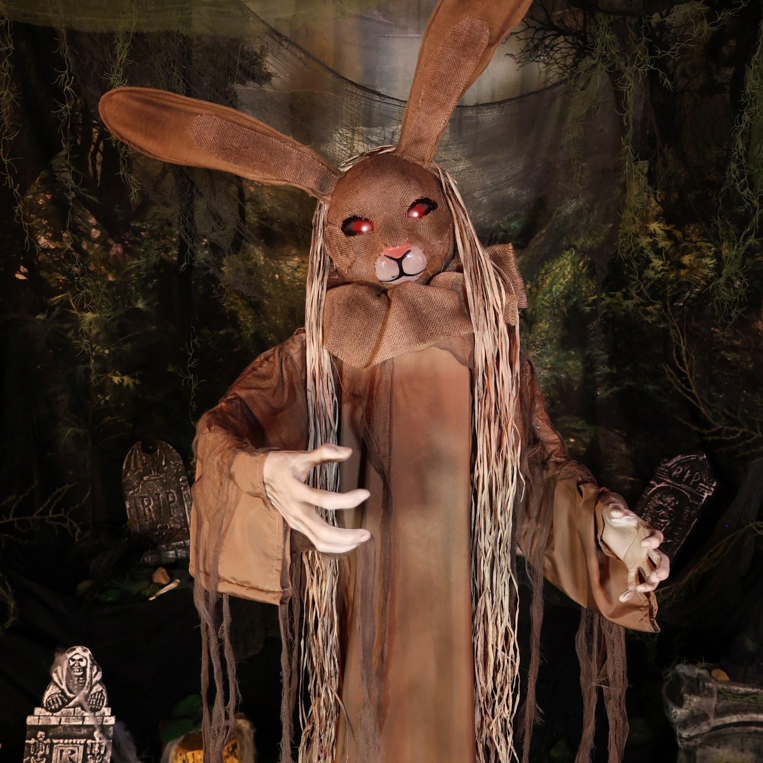 Haunted Hill Farm 5.6-Ft. Brown Rabbit Halloween Animatronic - Image 9