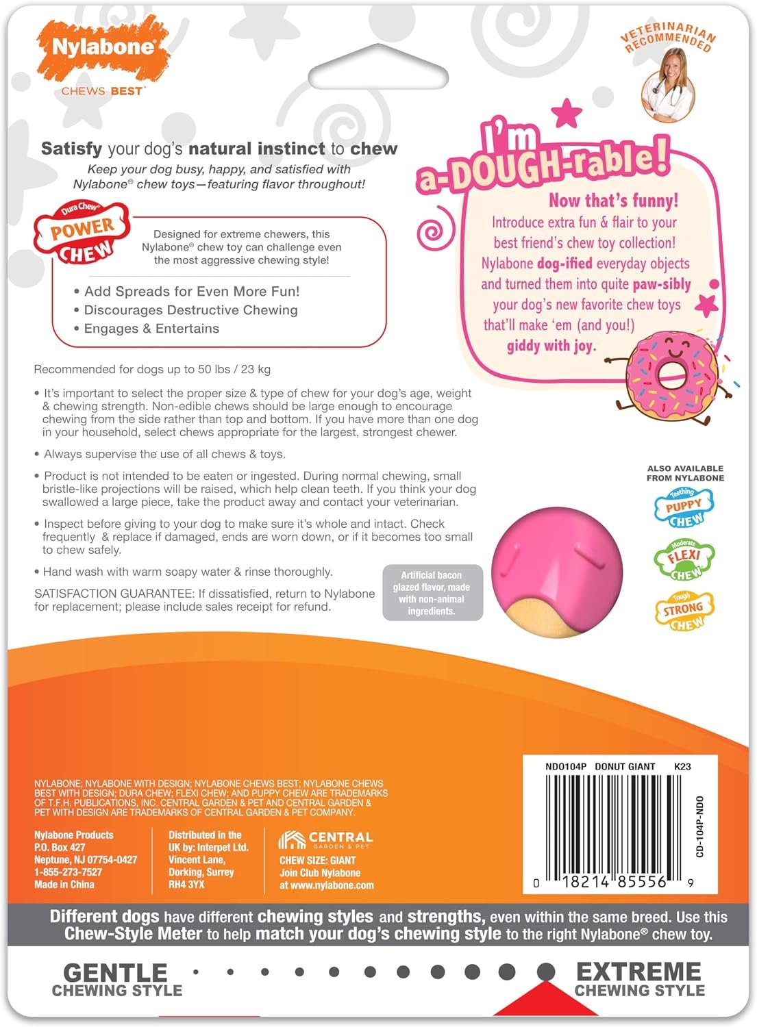Nylabone Donut Power Chew Toy for Dogs, Dog Toys for Aggressive Chewers, Bacon Glazed Flavor, Large Dogs - Up to 50 lbs, 1 Count - Image 12