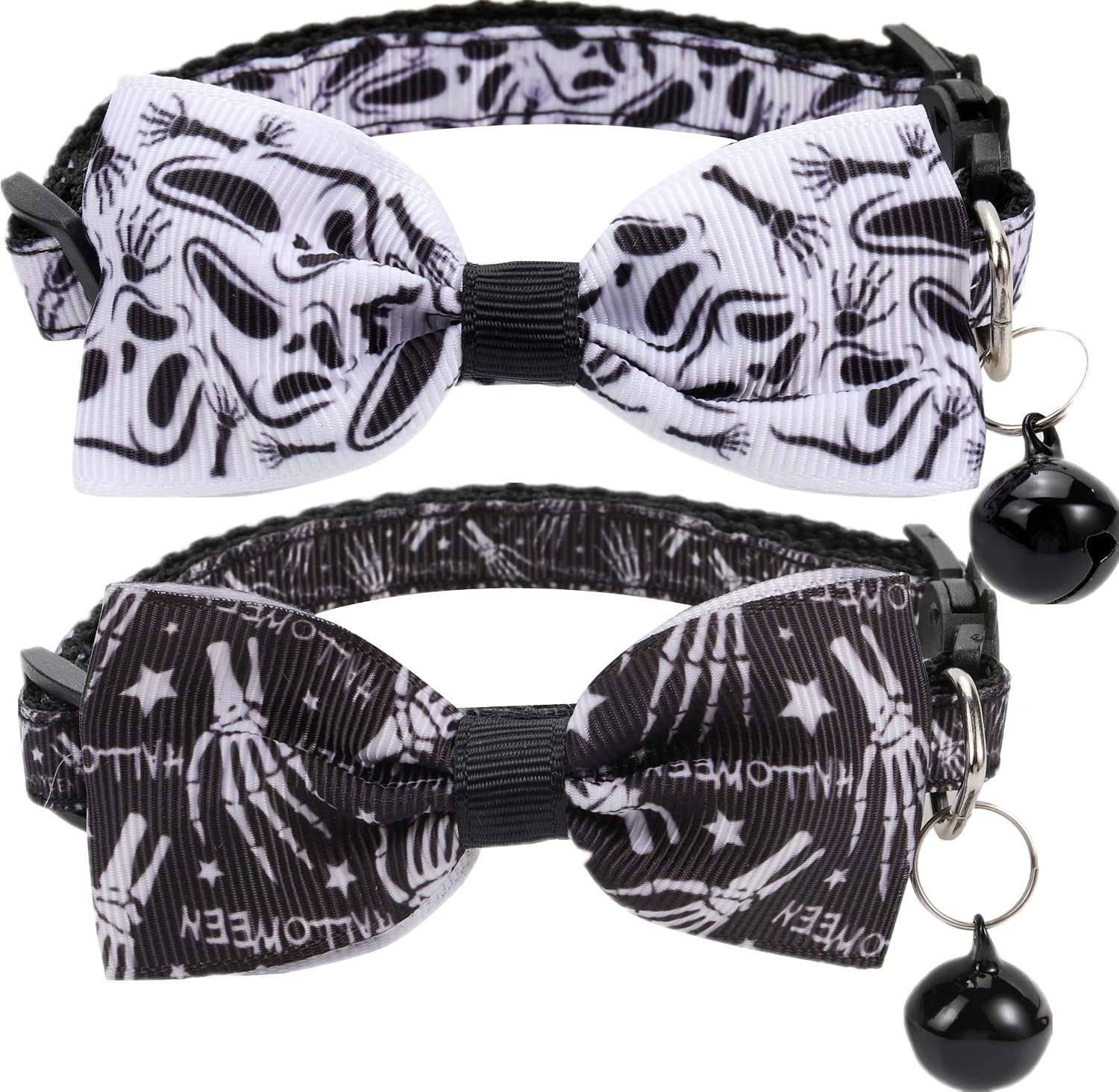 2 Pack Halloween Cat Collar Bowtie,...