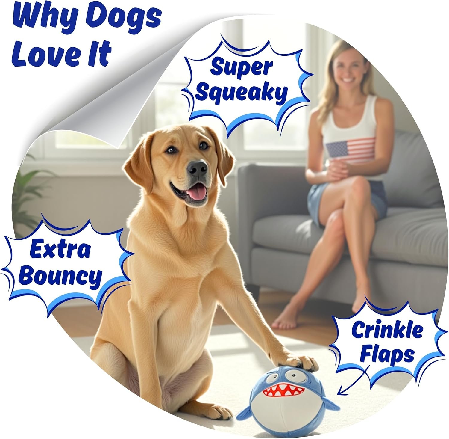 Dog Toy for Aggressive Chewers, Tough Squeaky Chew Ball, Large Breeds Gift - Image 4