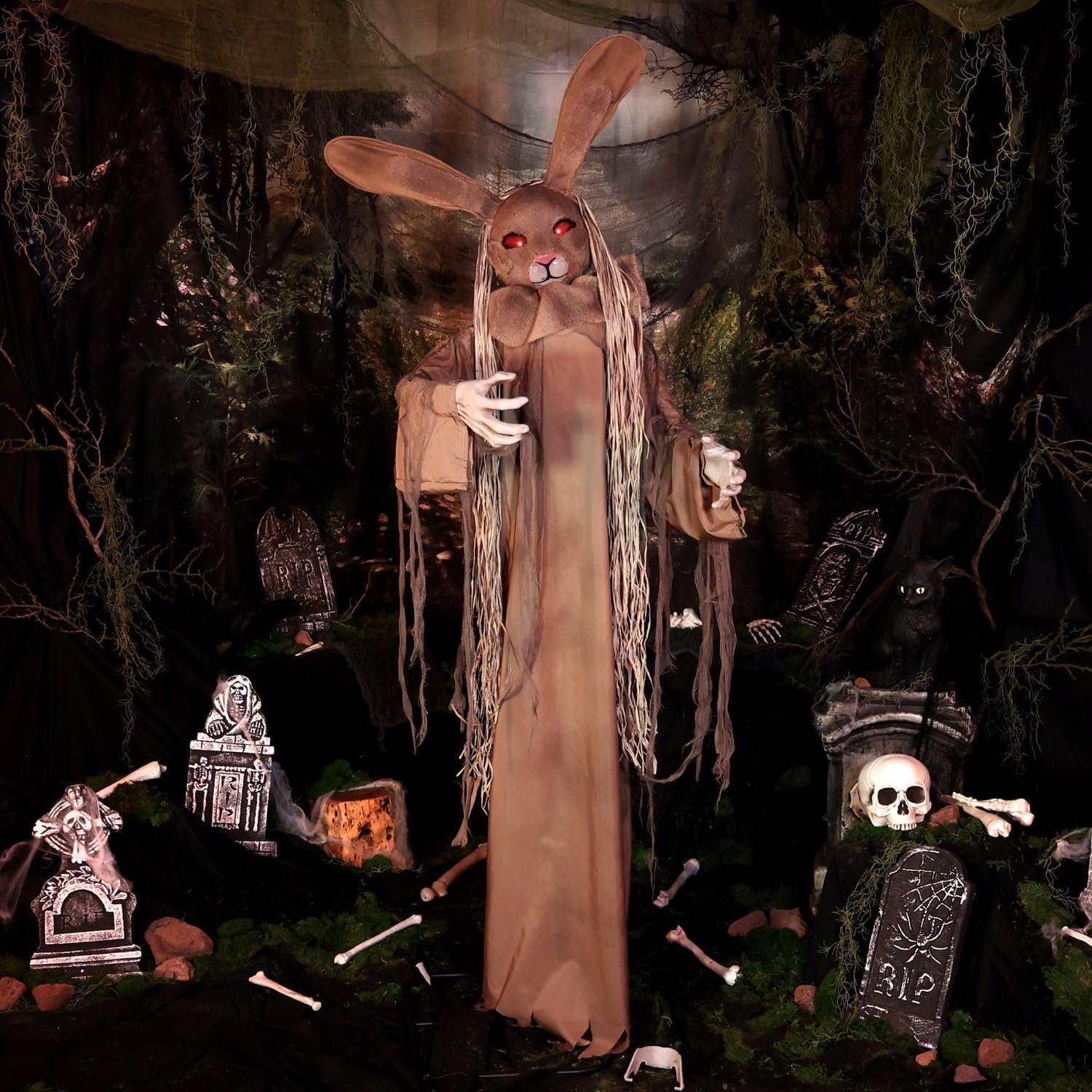 Haunted Hill Farm 5.6-Ft. Brown Rabbit Halloween Animatronic - Image 8