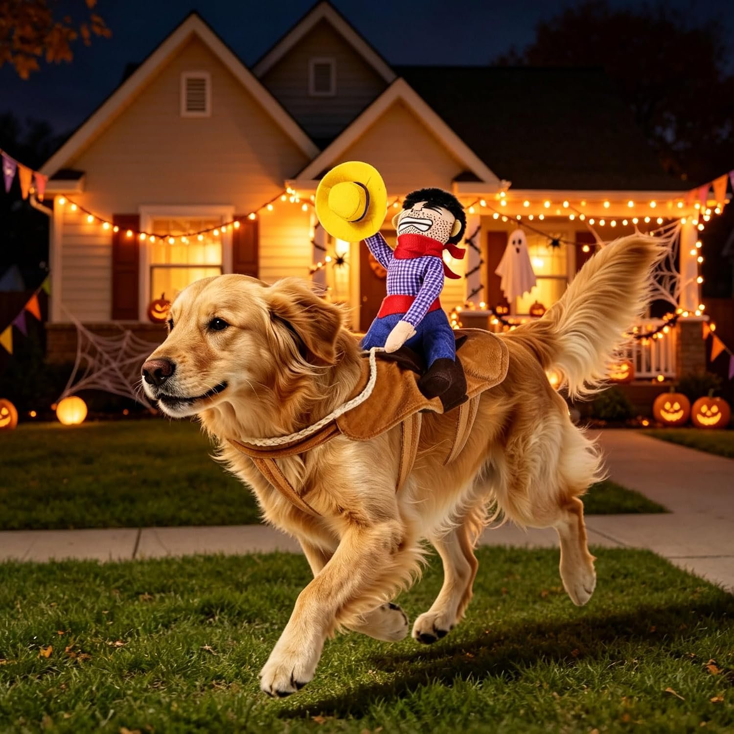 Dog Halloween Costumes, Funny Dog Cowboy Rider Costume, Adjustable Pet Halloween Cosplay Costume for Small Medium Large X-Large Dogs (XX-Large) - Image 3
