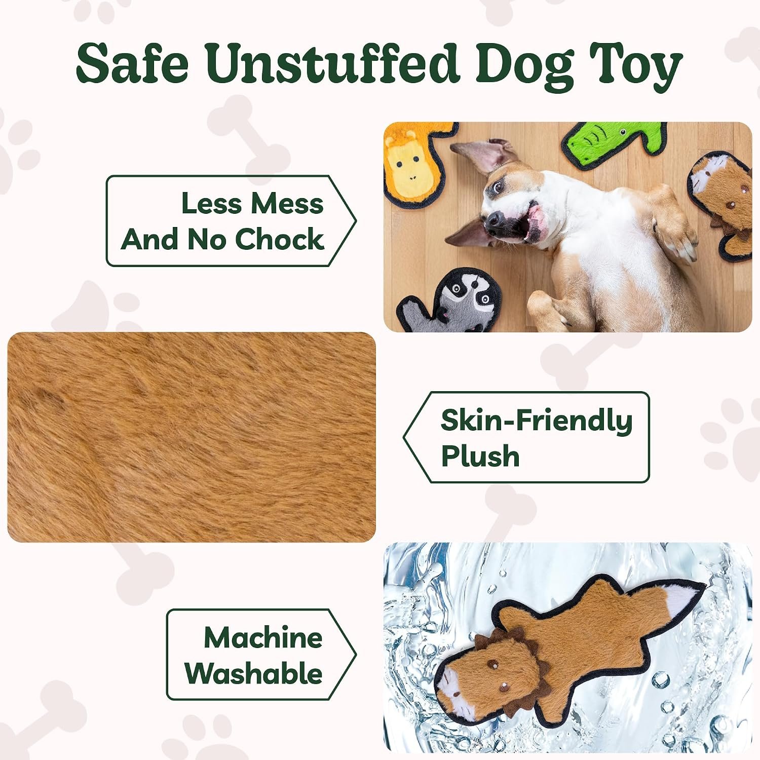 SHARLOVY No Stuffing Dog Toys Crinkle Squeaky, Long Lasting Chews for Aggressive, Durable Plush Dog Puppy Chew Toys for Teething, with 6 Tough Layers for Small Medium Large Breed-5pack,Large - Image 4