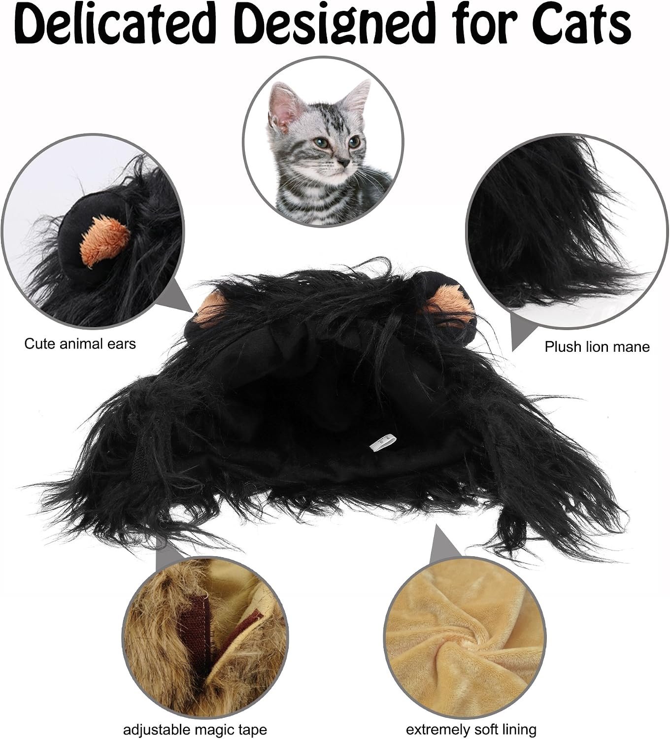 Onmygogo Lion Mane Wig for Cats and Dogs, Funny Pet Cat Costumes for Halloween Christmas, Furry Pet Clothing Accessories - Image 3