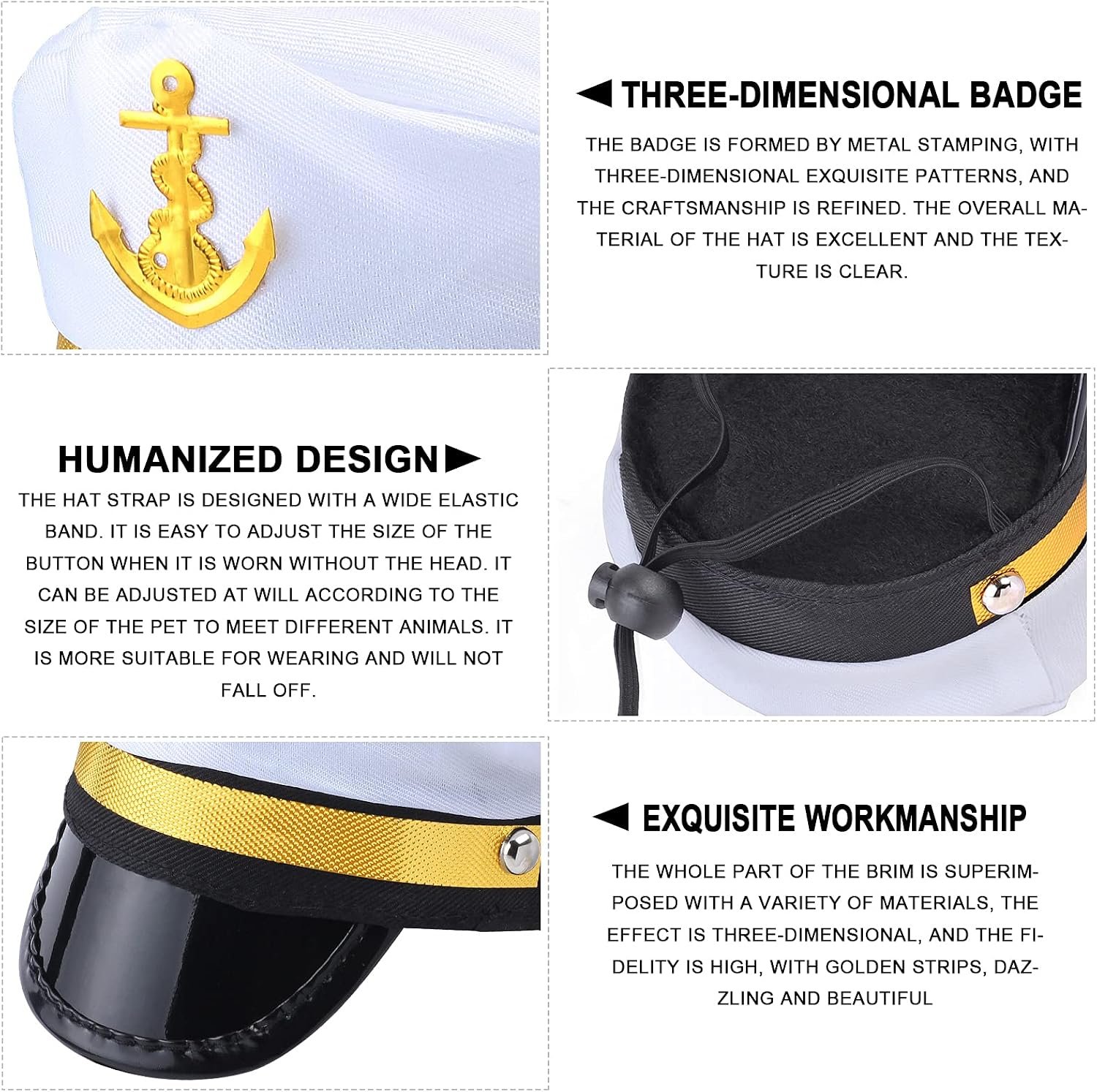 Yewong 3 Pieces Pet Hat Pet Sailor Captain Hat Cowboy Hat Witch Hat Dog Cat Pet Costume Hat for Halloween Party Photo Props Supplies - Image 5